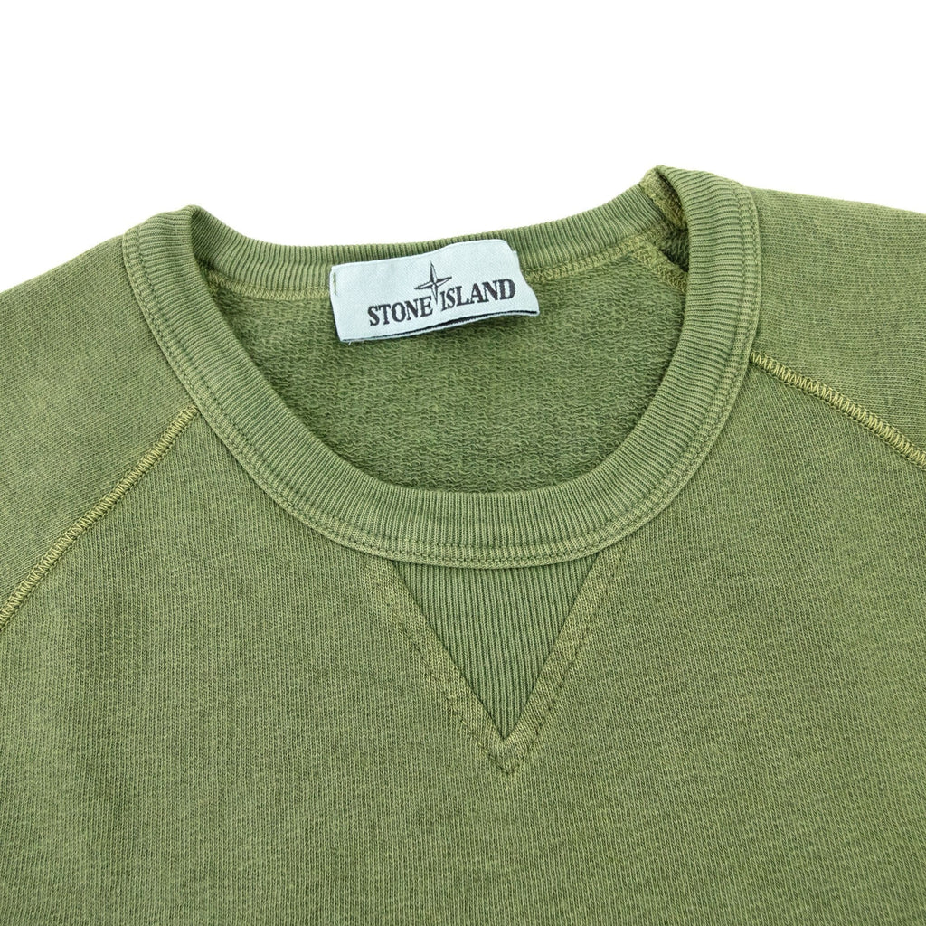 Stone Island 66360 Malfile Fleece Garment Dayed Sweatshirt Olive V0158