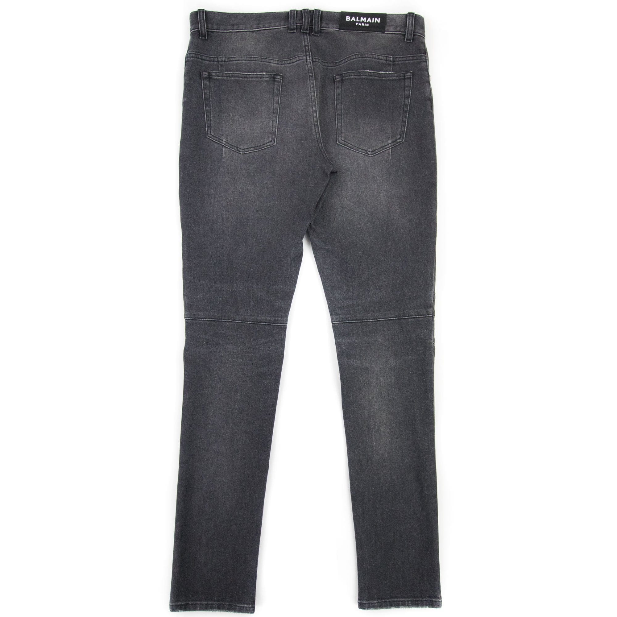 Balmain Slim Cut Ripped Black Faded Cotton Jeans Black