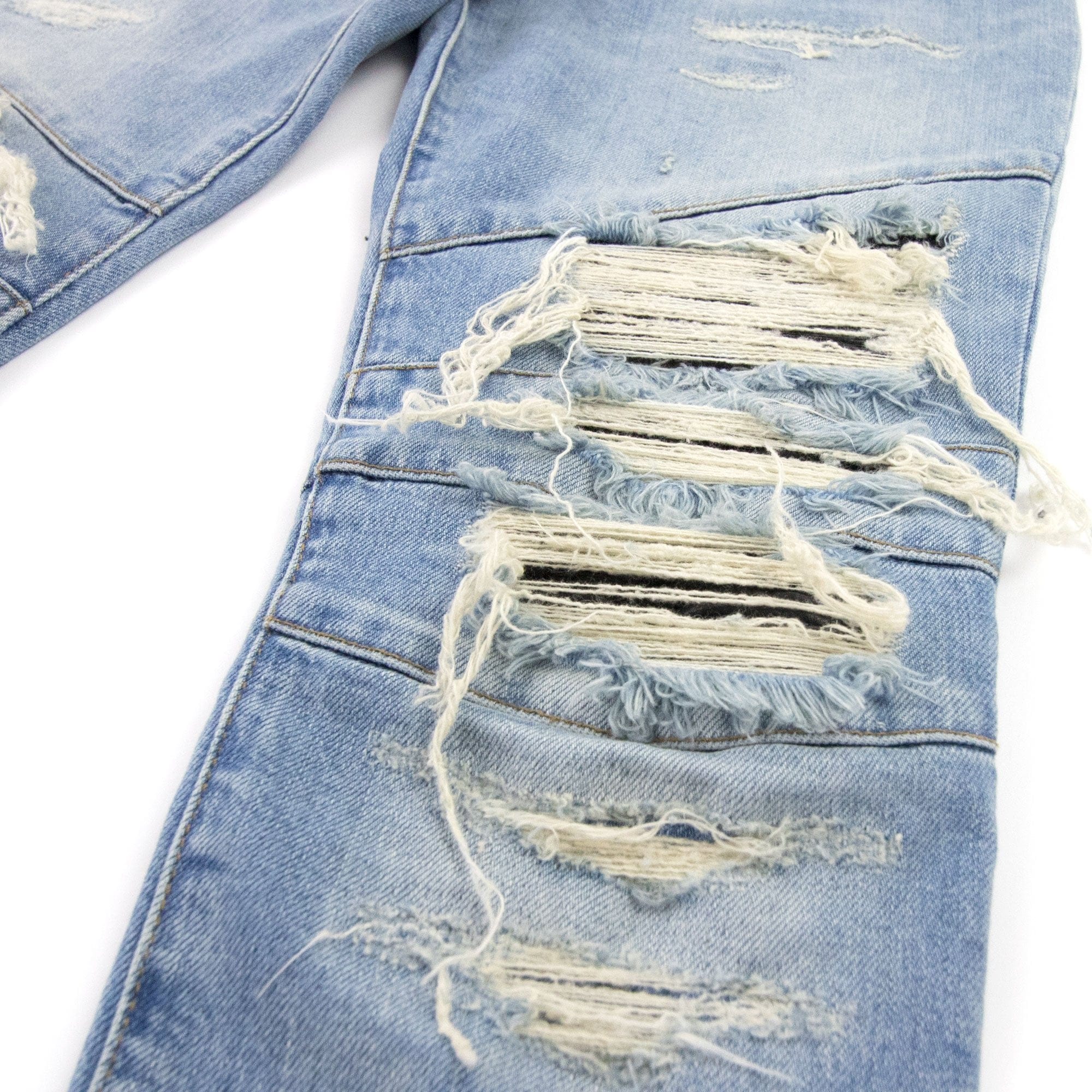 Balmain Slim Cut Ripped Cotton Jeans Denim