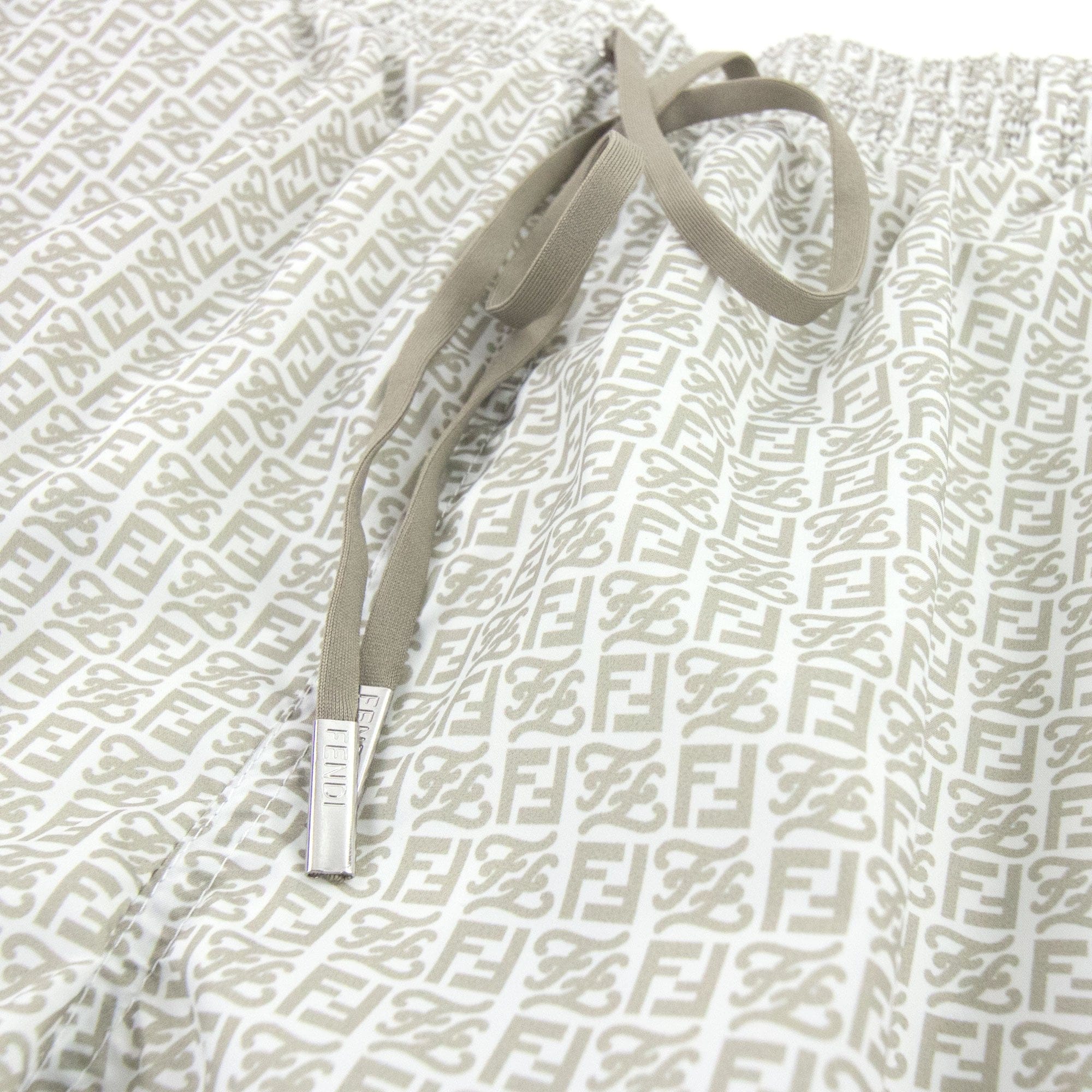 Fendi Ff Kaligraphy Print Swim Shorts Brown