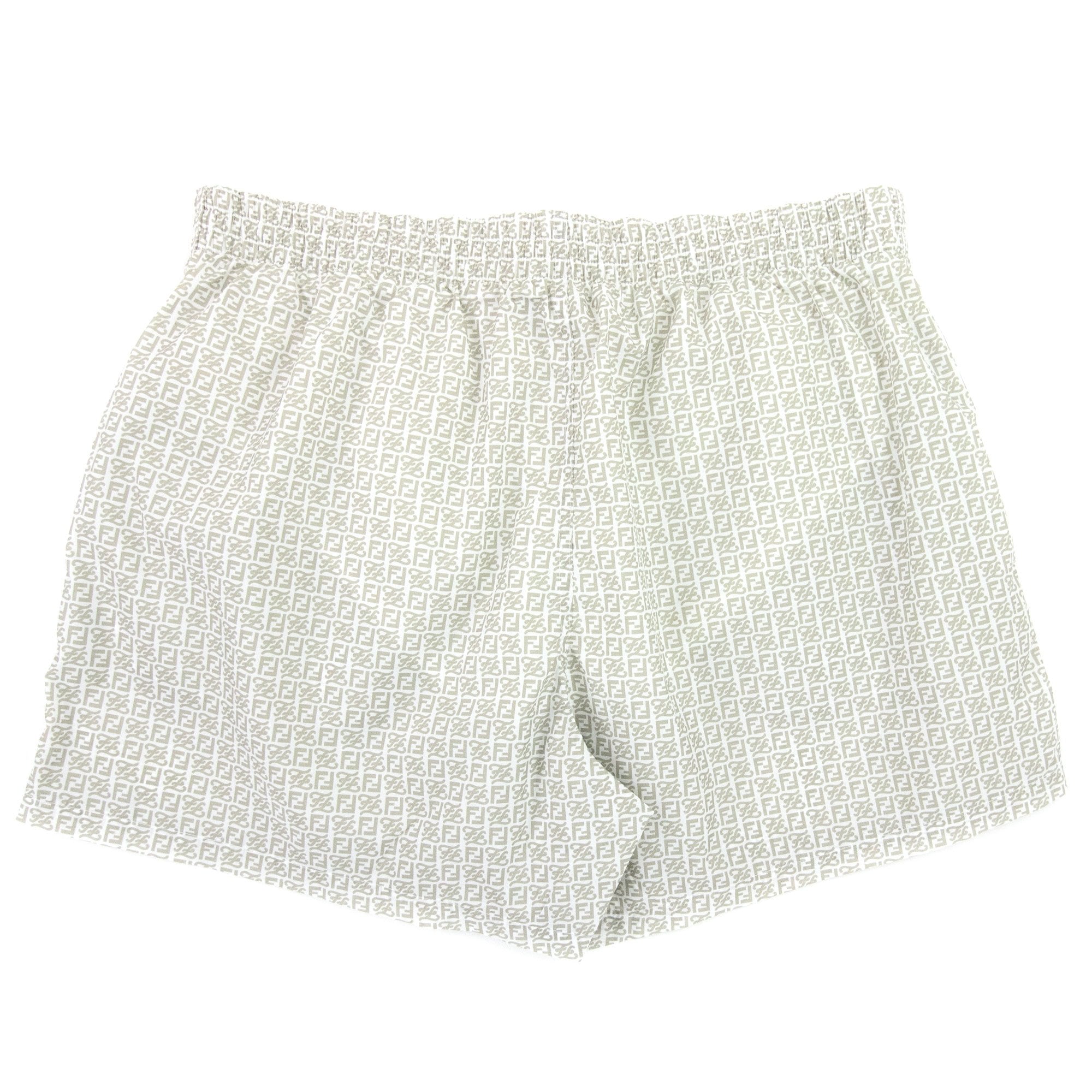 Fendi Ff Kaligraphy Print Swim Shorts Brown