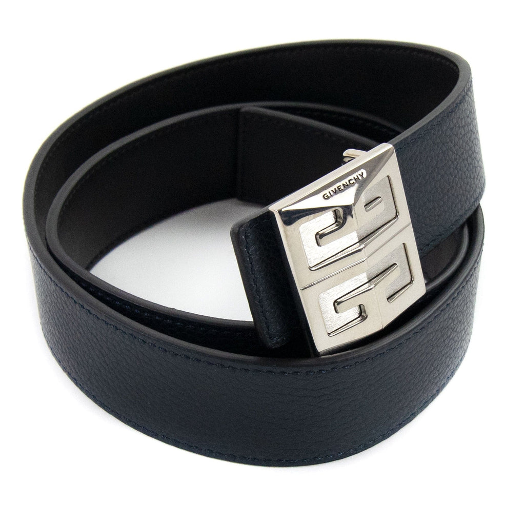 Givenchy 4g Reversible Grained Leather Belt Black/Dark Blue 088
