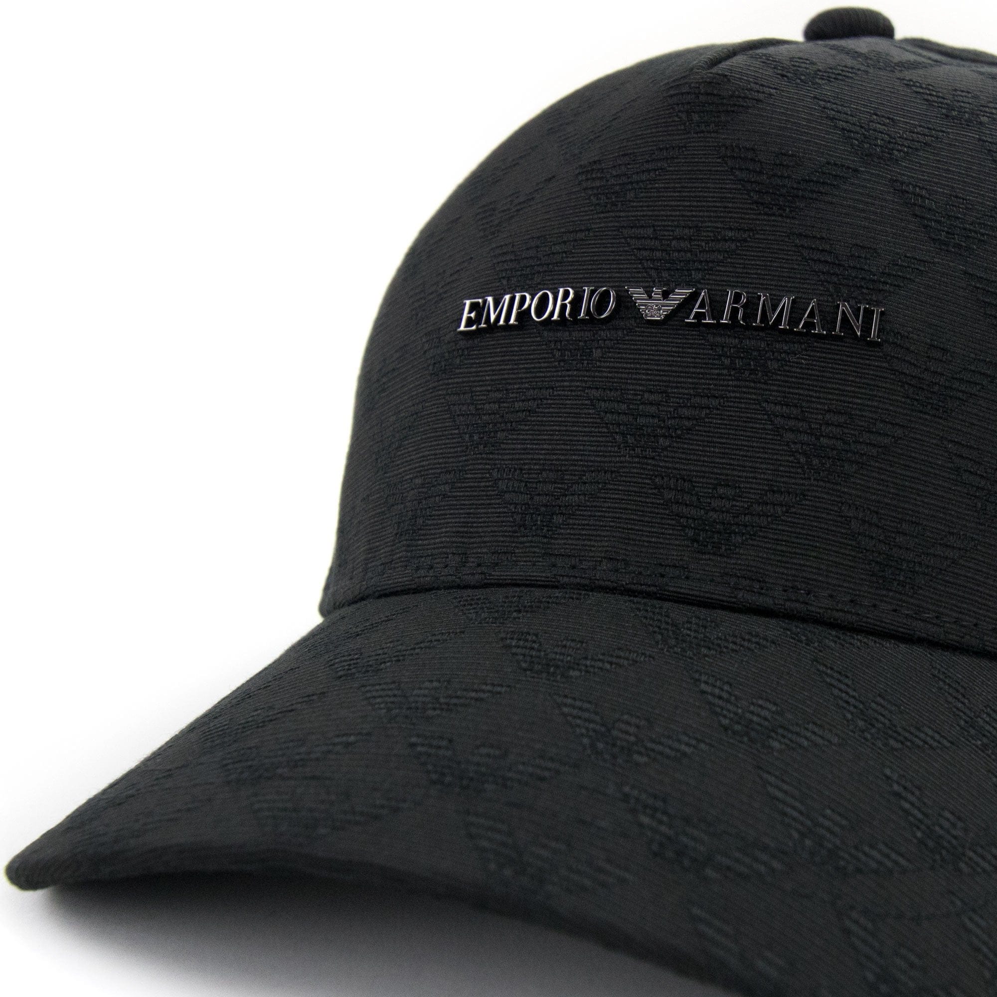 Emporio Armani Fabric Baseball Cap With Jacquard Monogram Black