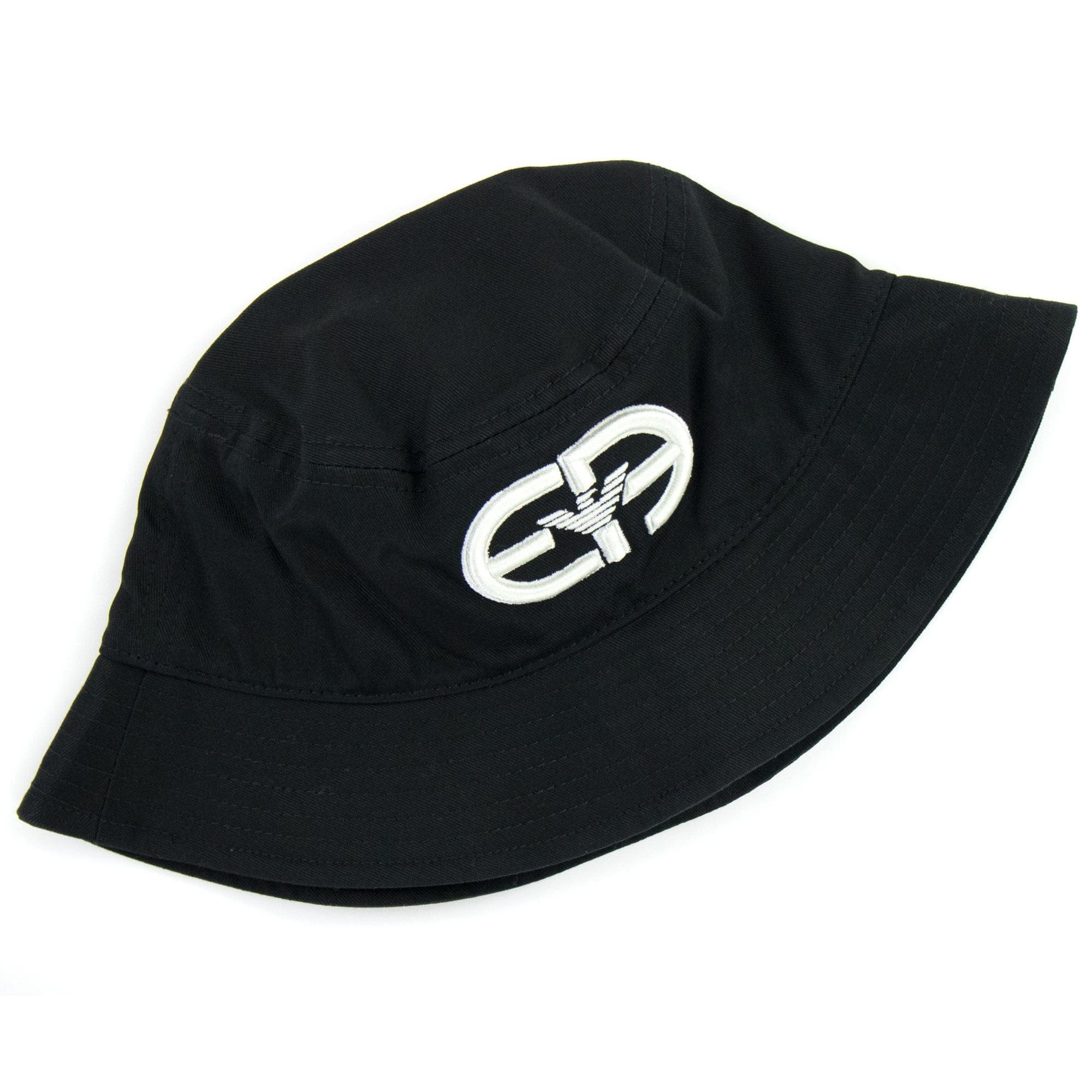 Emporio Armani Cloche Hat With R-EAcreate Logo Embroidery Black
