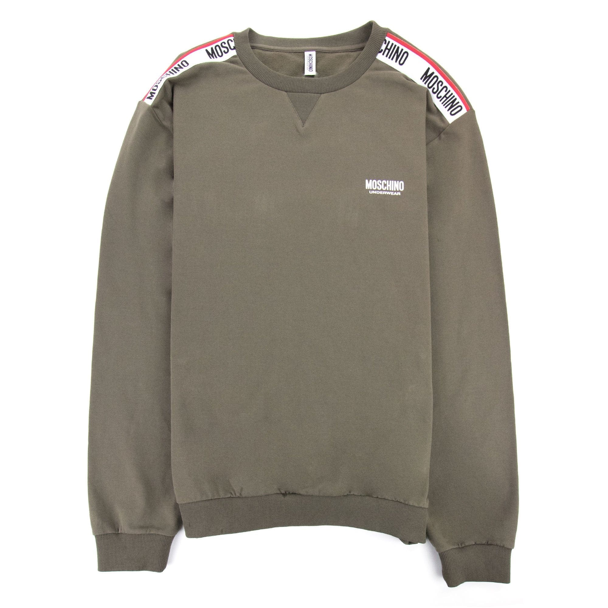 Moschino Underwear Shoulder Tape Crew Neck Sweatshirt Khaki
