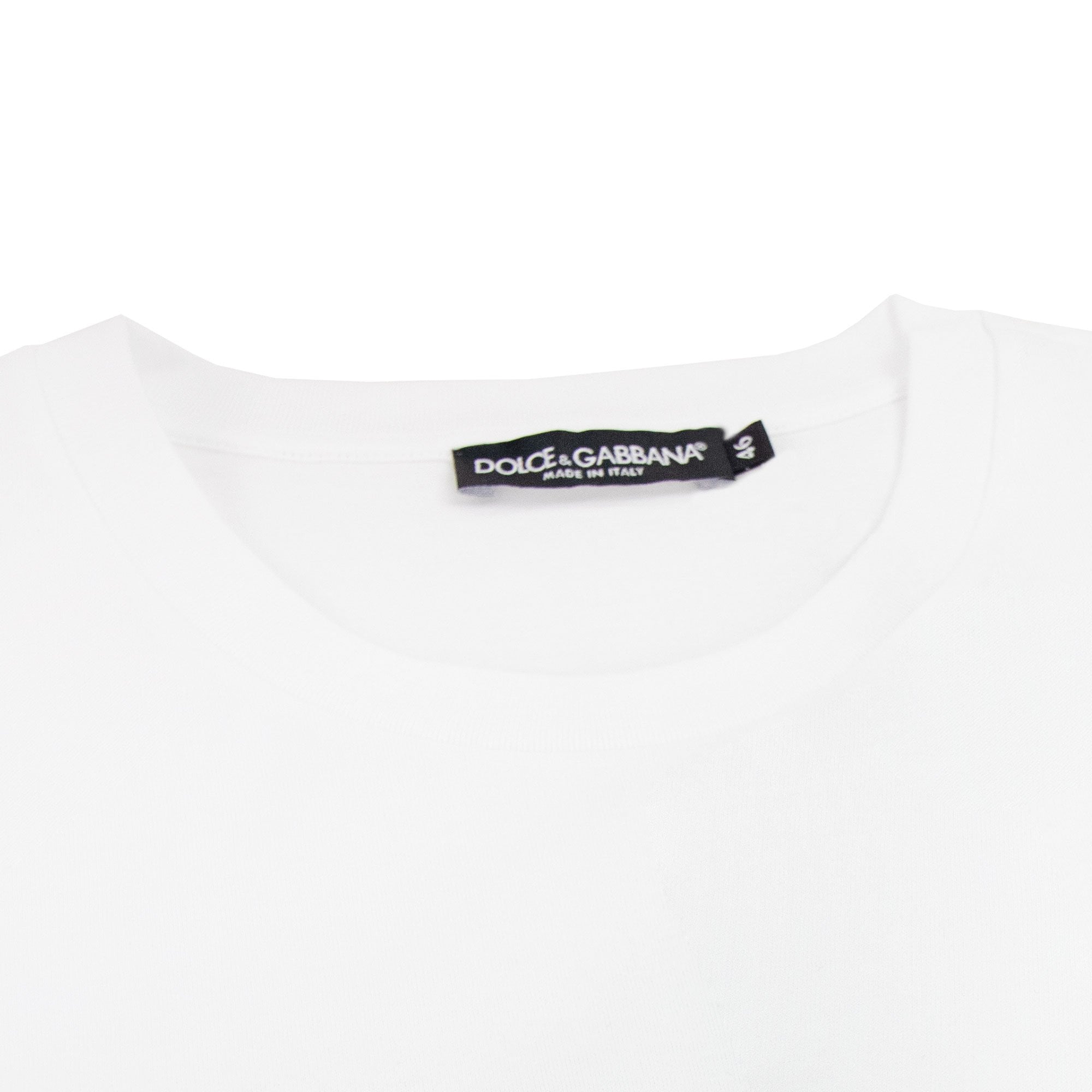 Dolce &amp; Gabbana Cotton T-shirt With Metallic Dg Logo White