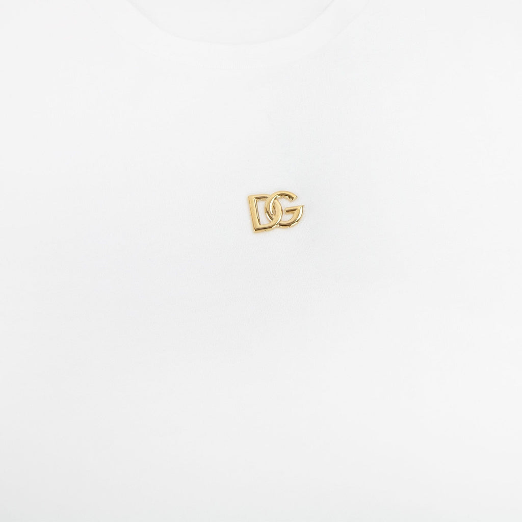 Dolce &amp; Gabbana Cotton T-shirt With Metallic Dg Logo White