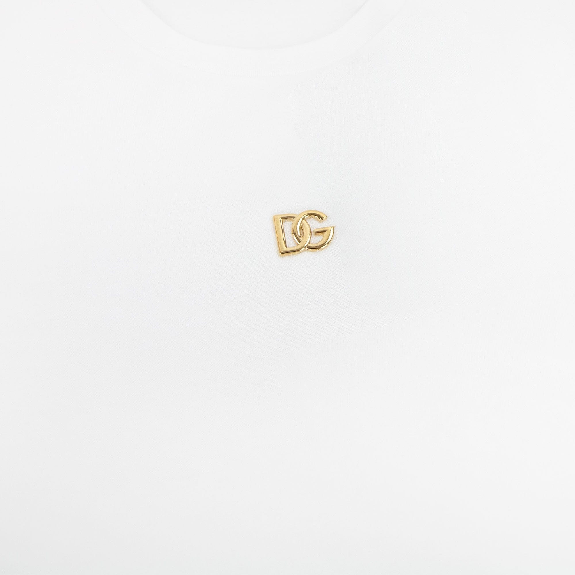Dolce &amp; Gabbana Cotton T-shirt With Metallic Dg Logo White