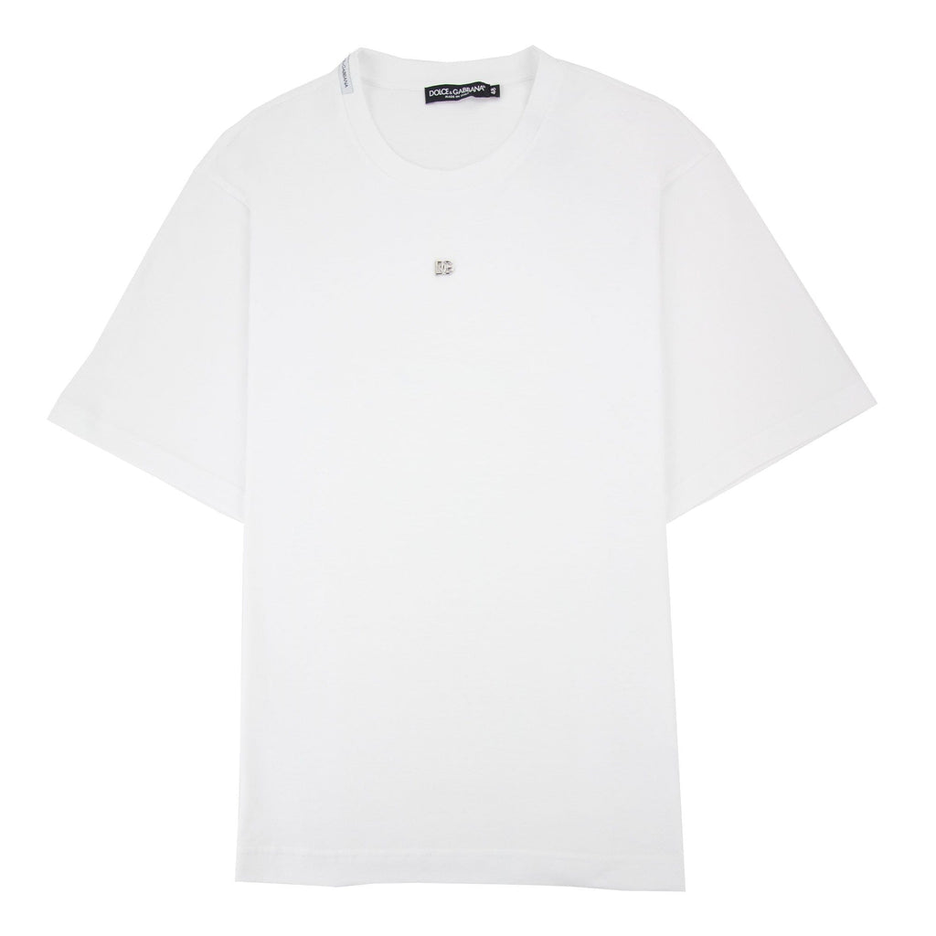 Dolce &amp; Gabbana Cotton T-shirt With Metal Dg Logo White