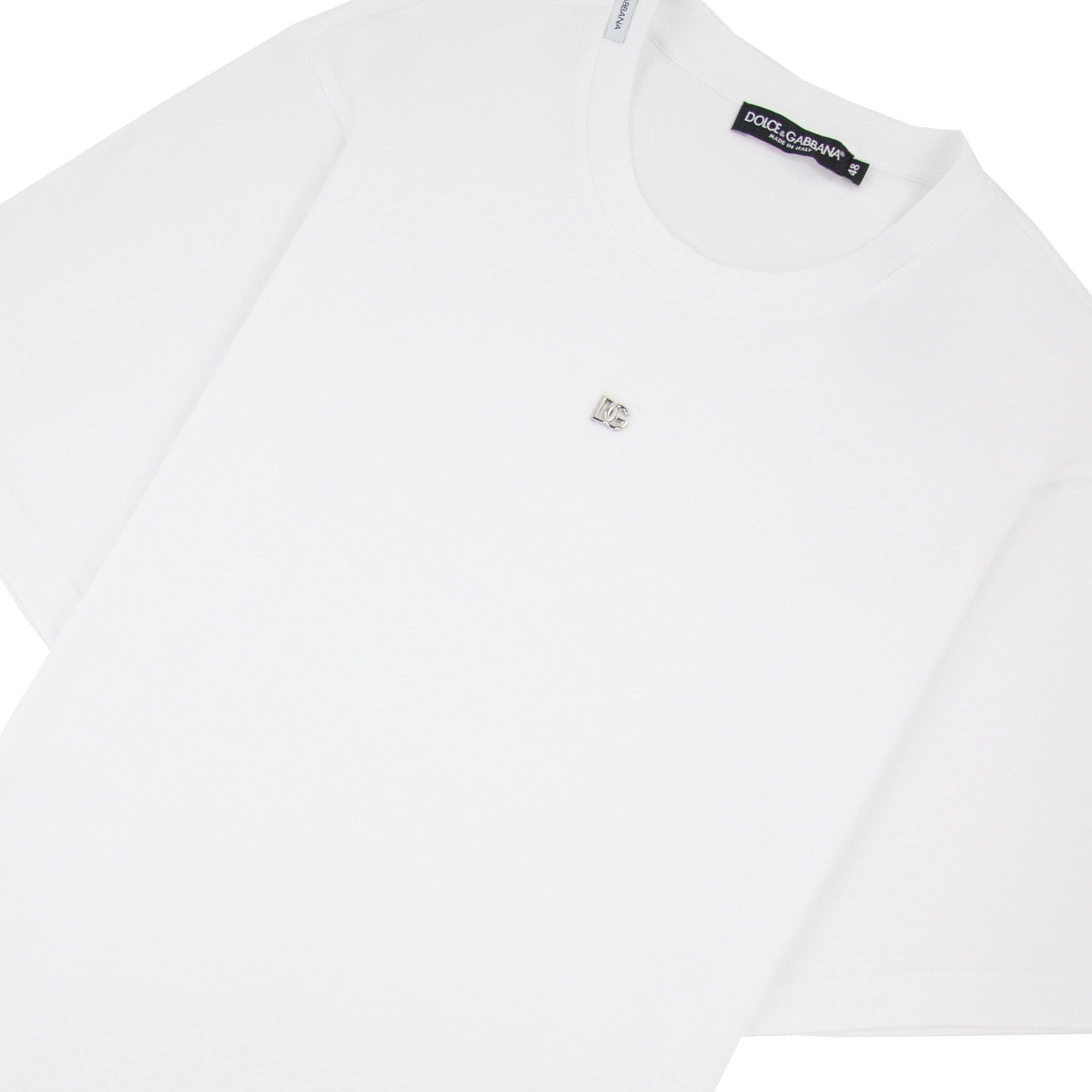 Dolce &amp; Gabbana Cotton T-shirt With Metal Dg Logo White