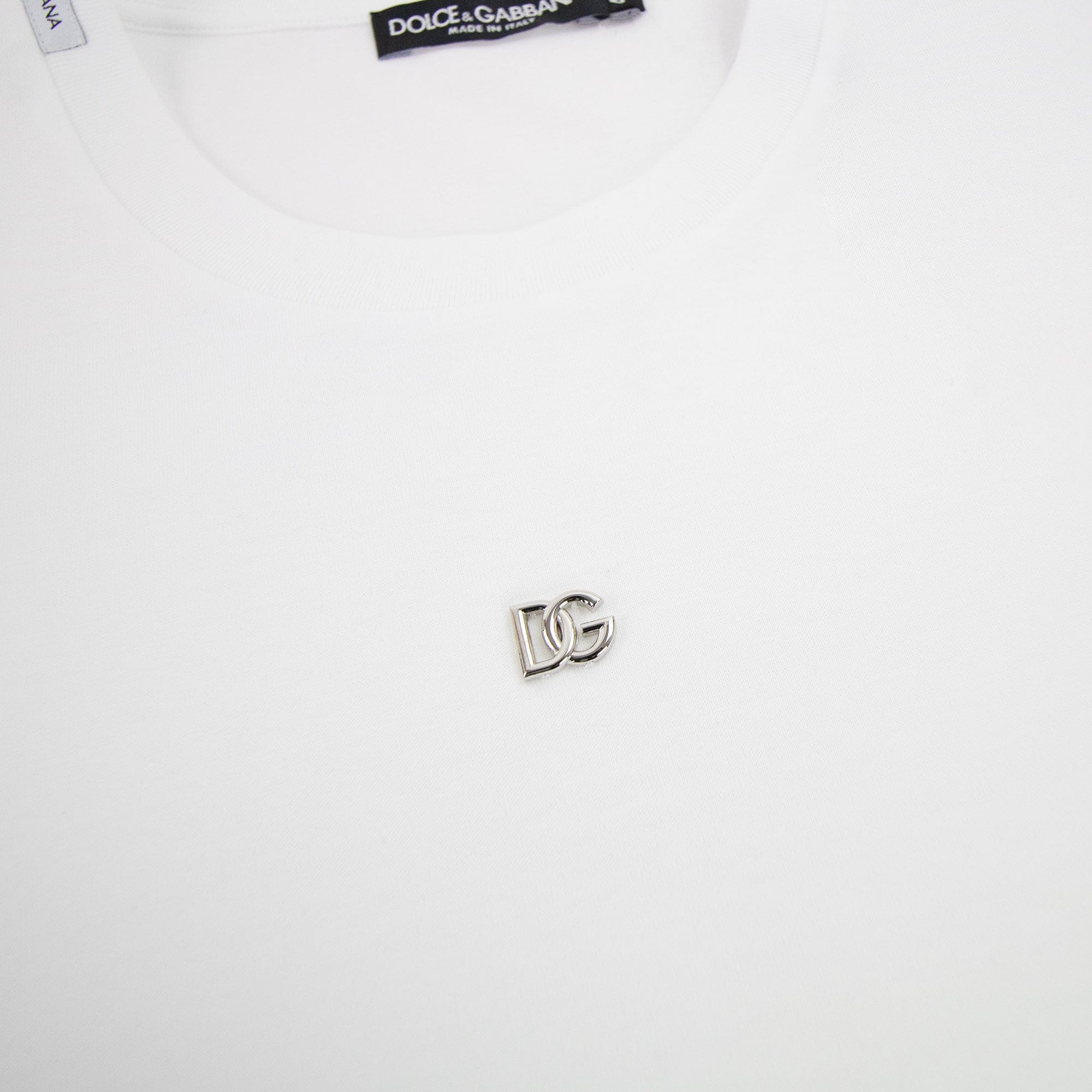 Dolce &amp; Gabbana Cotton T-shirt With Metal Dg Logo White