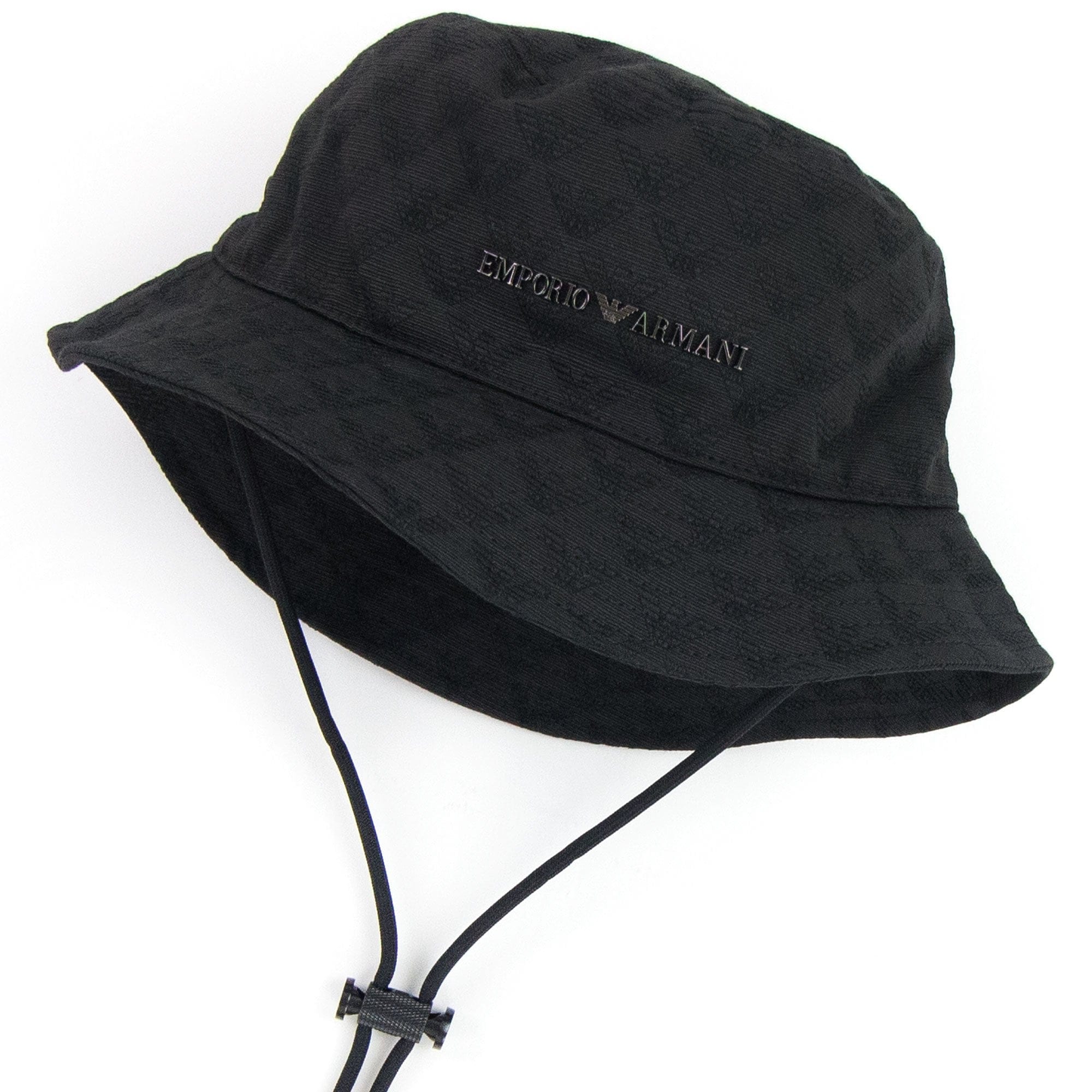 Emporio Armani All-over Eagle Jacquard Cloche Hat With Strap Black