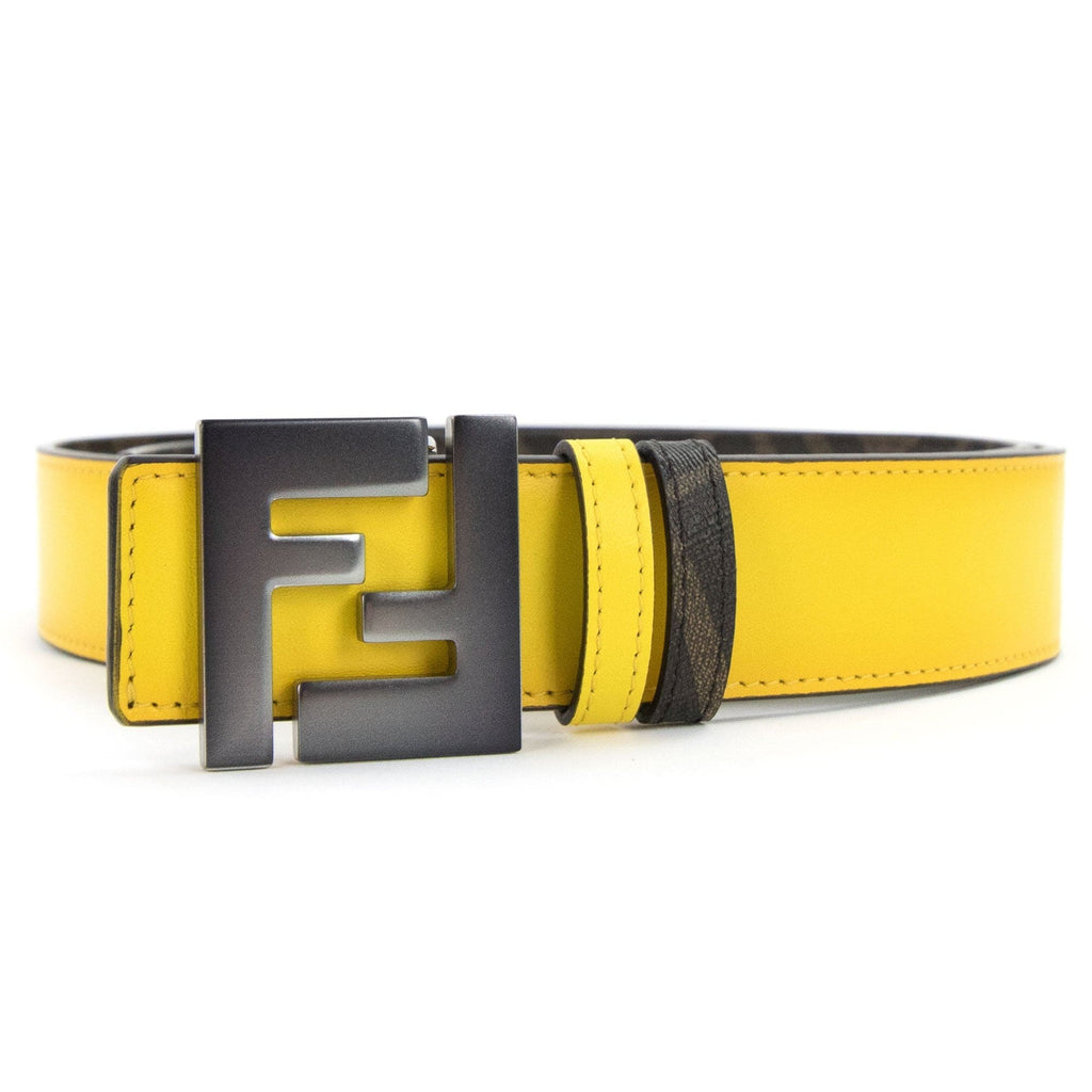 Fendi Ff Logo Reversible Belt Yellow