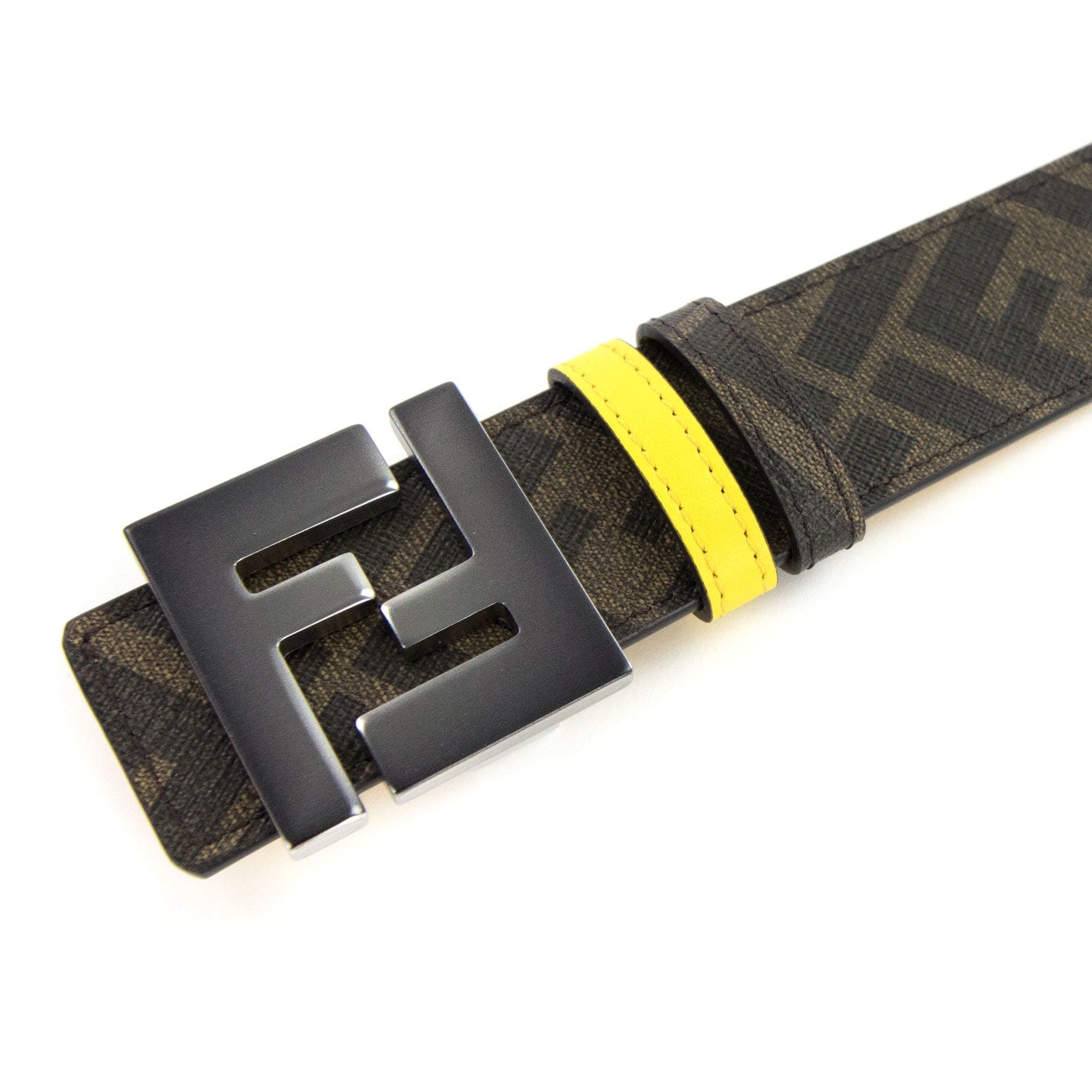 Fendi Ff Logo Reversible Belt Yellow
