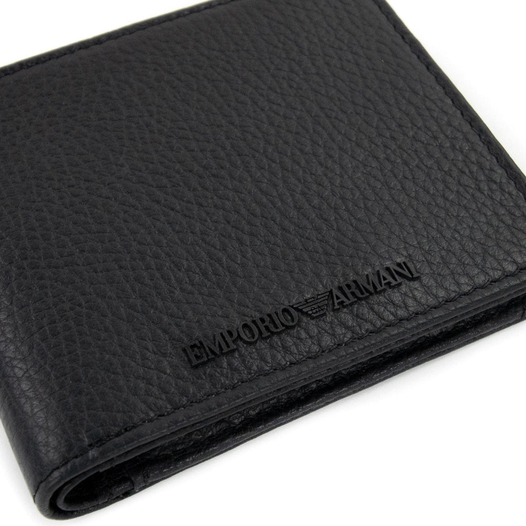 Emporio Armani Tumbled Leather Wallet With Coin Purse Black