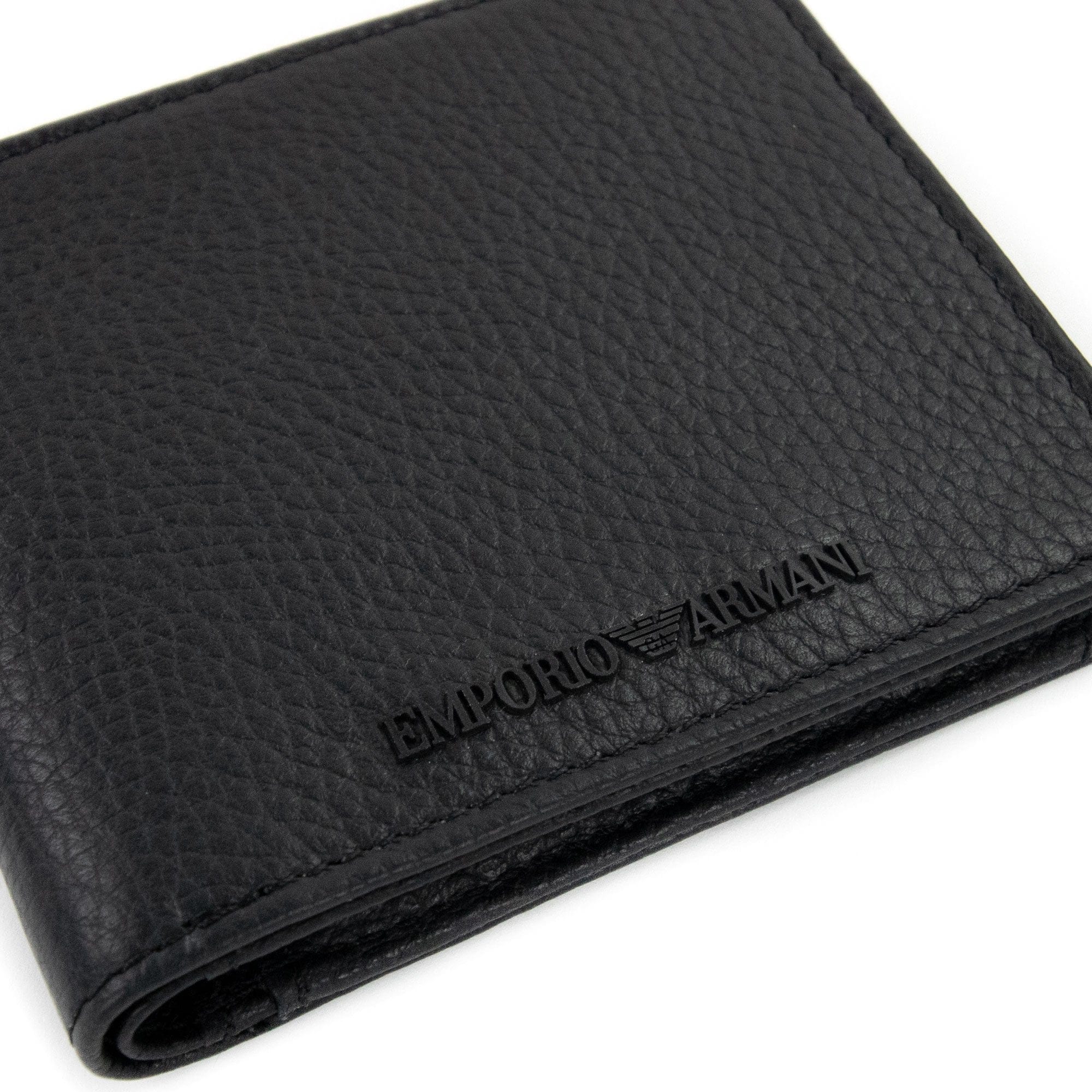 Emporio Armani Tumbled Leather Wallet With Coin Purse Black