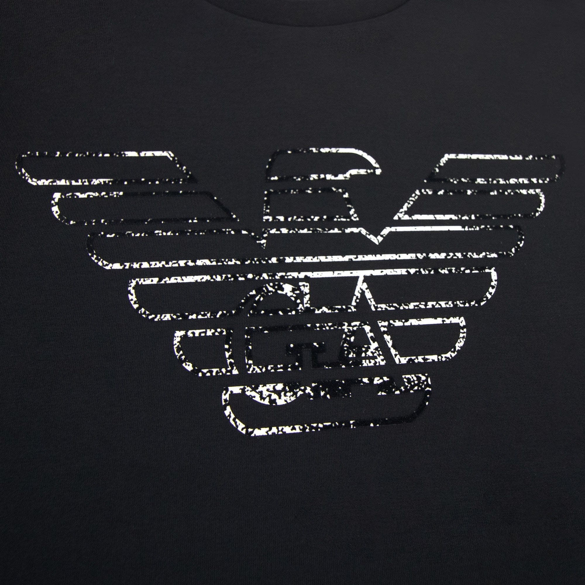 Emporio Armani Double-jersey Sweatshirt With Graffiti Logo Print Black