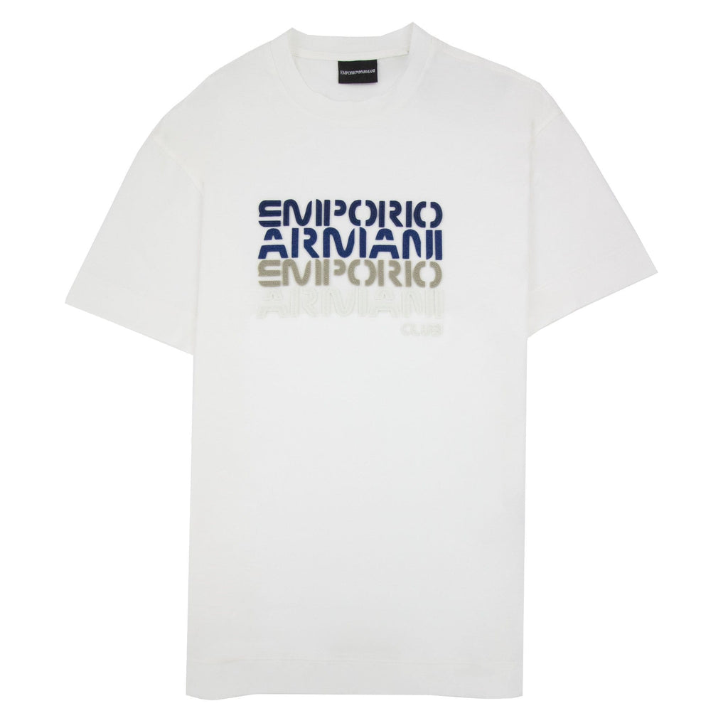 Emporio Armani Tencel Blend T-shirt With Felt Lettering White
