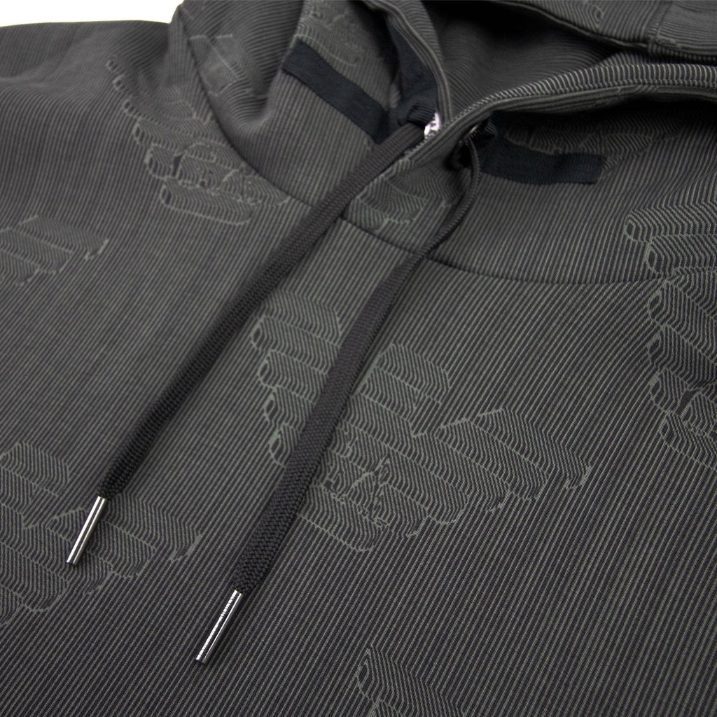Emporio Armani Hooded Sweatshirt With All-over Op-art Eagle Grey