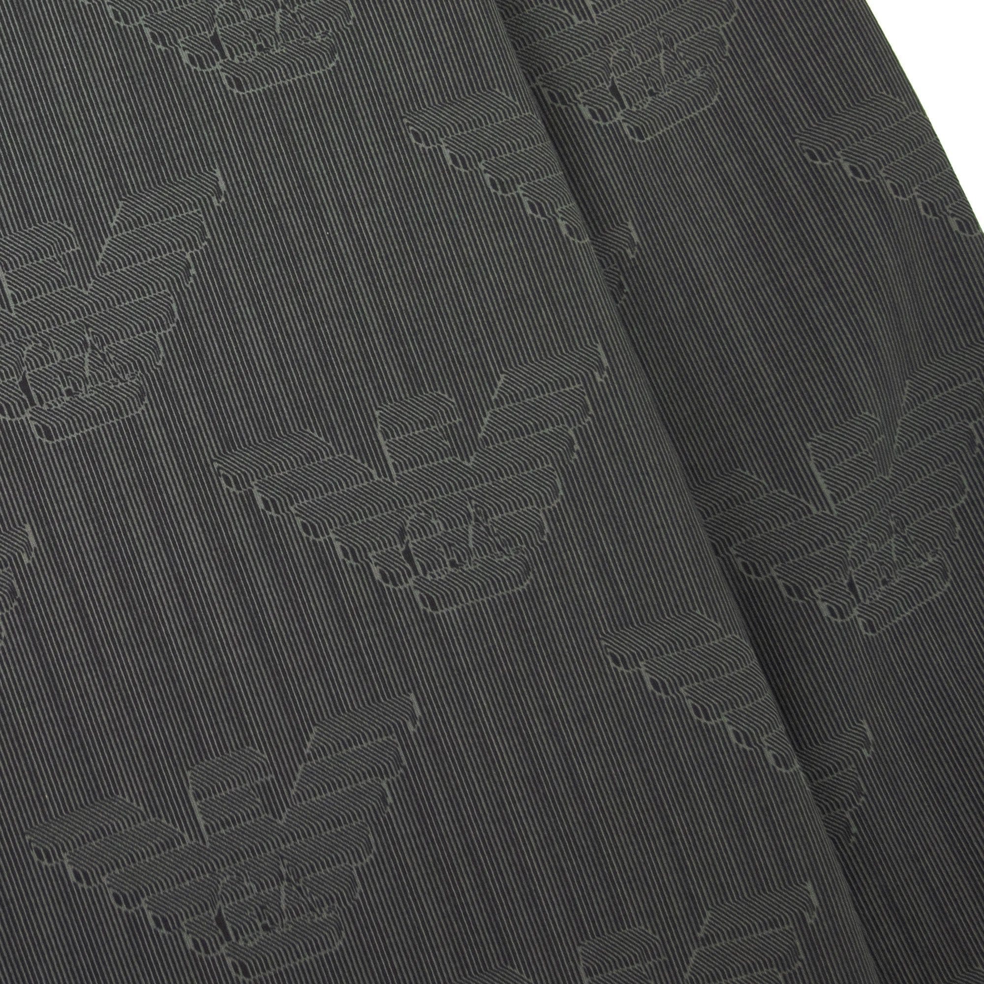 Emporio Armani Hooded Sweatshirt With All-over Op-art Eagle Grey