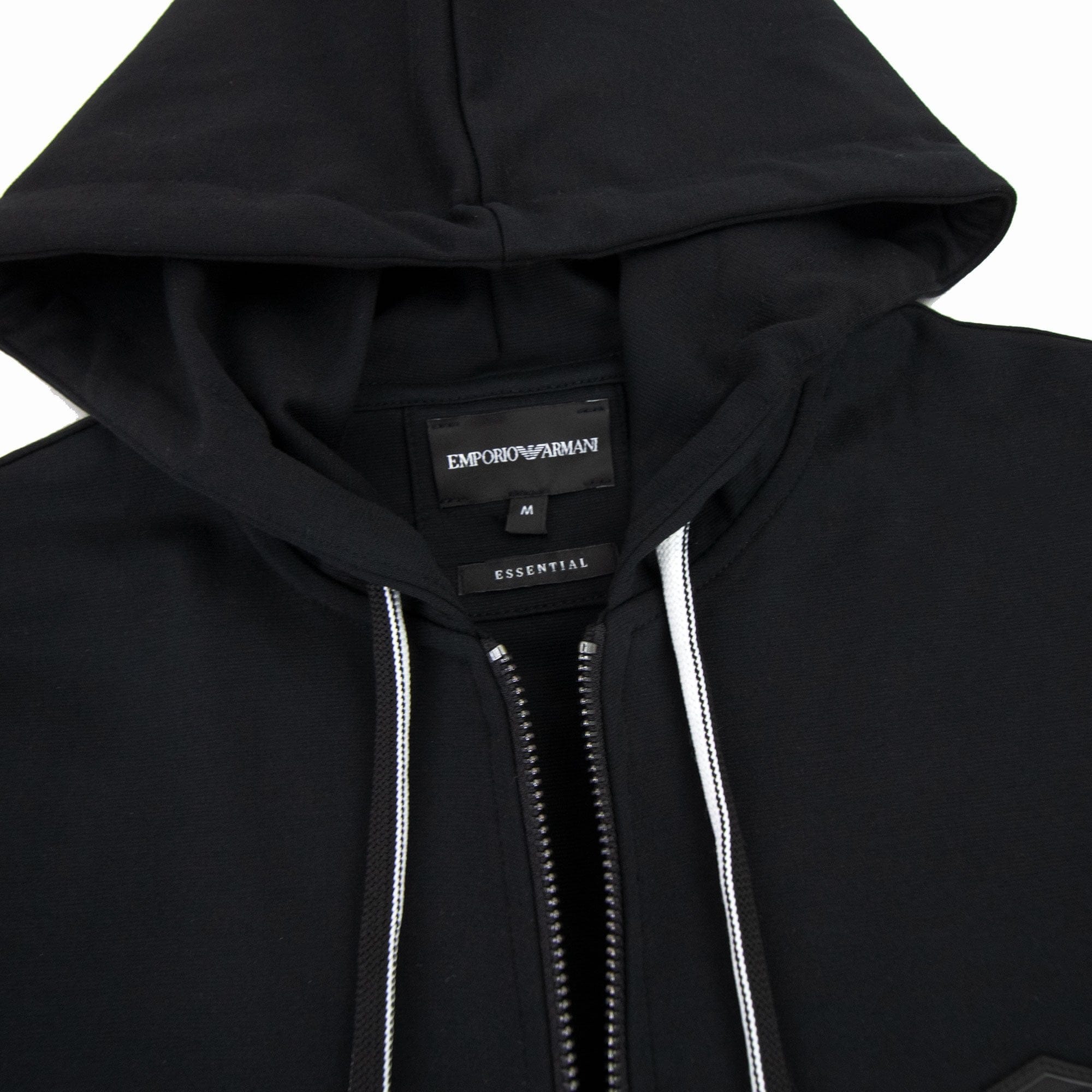 Emporio Armani Hooded Zipped Ponte-di-roma Sweatshirt Nero