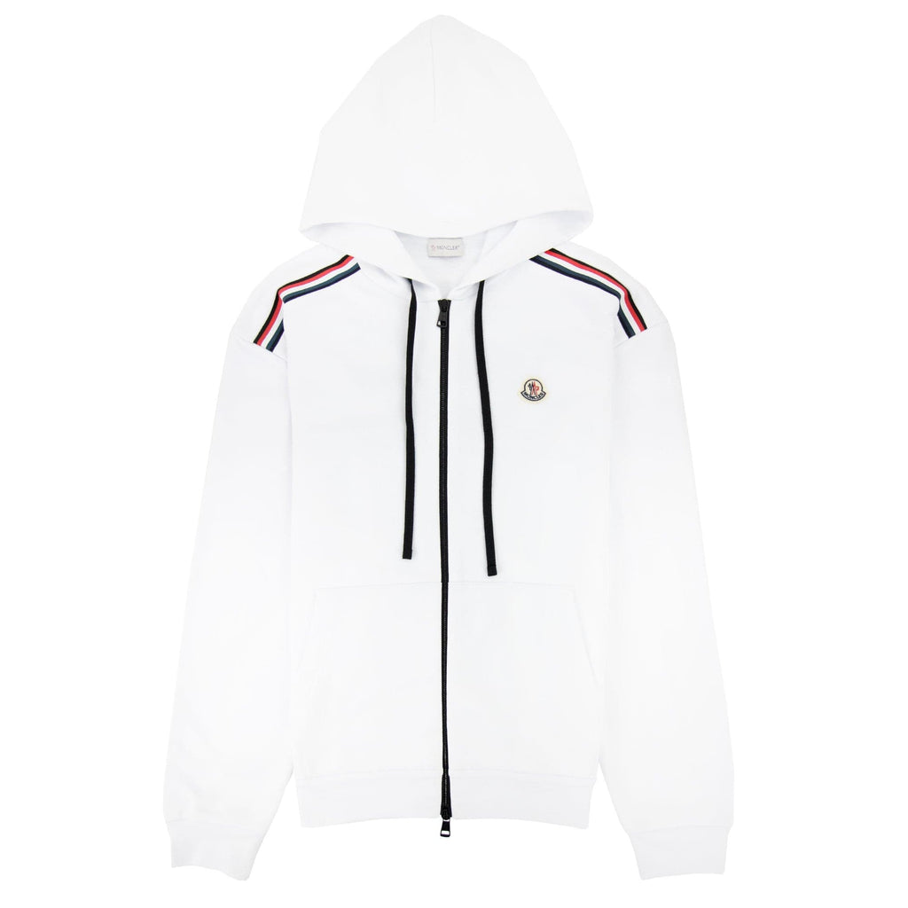 Moncler Tricolour Accent Zip-up Hoodie White