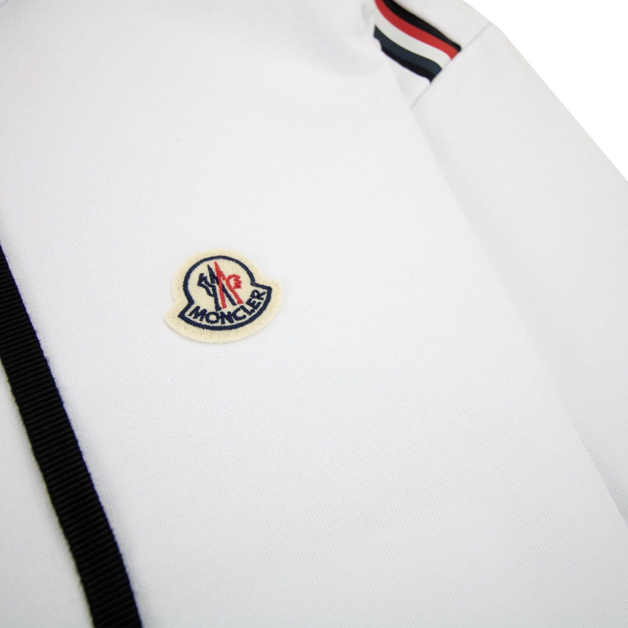 Moncler Tricolour Accent Zip-up Hoodie White