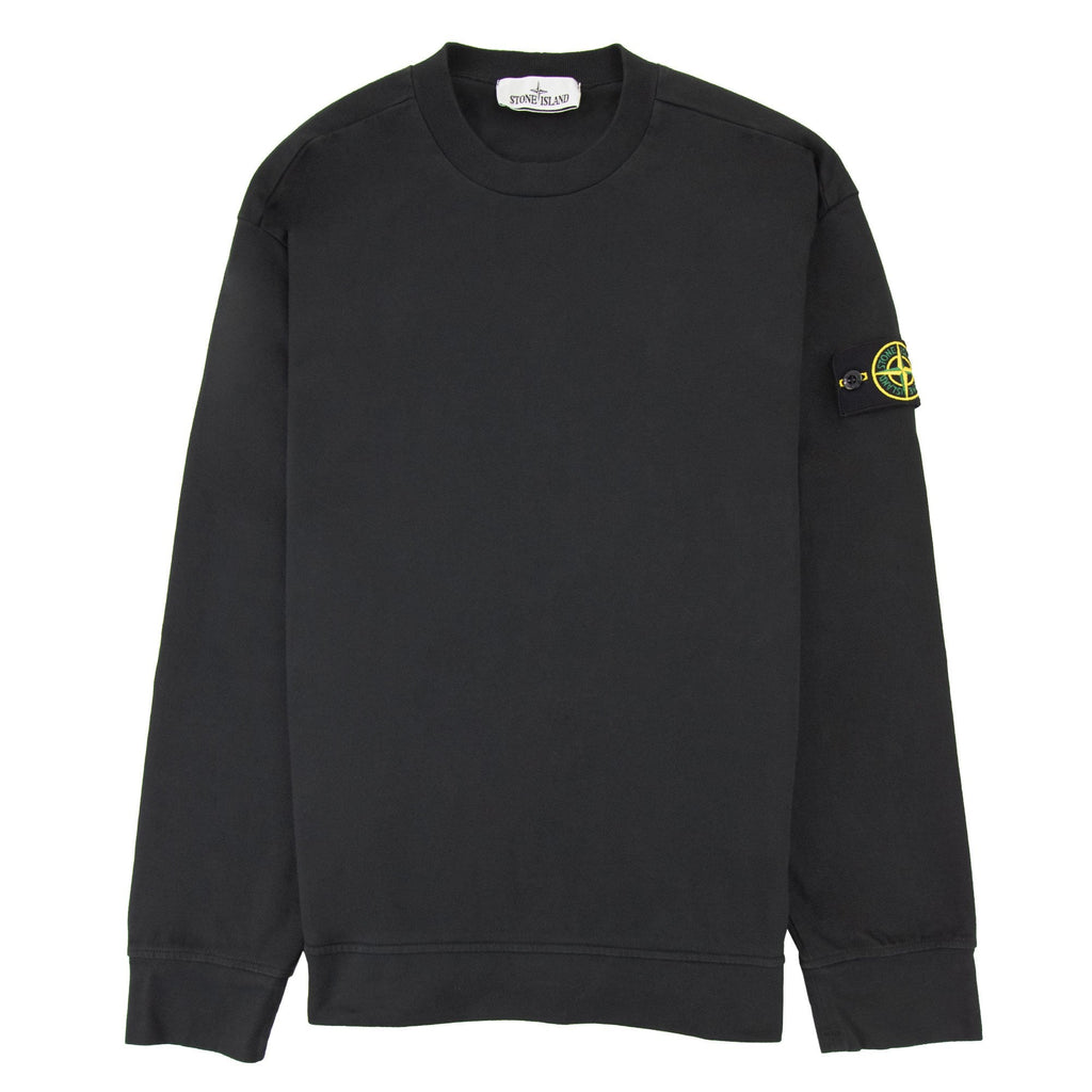 Stone Island Stone Island Garment Dyed Heavy Cotton Sweater Black V0029