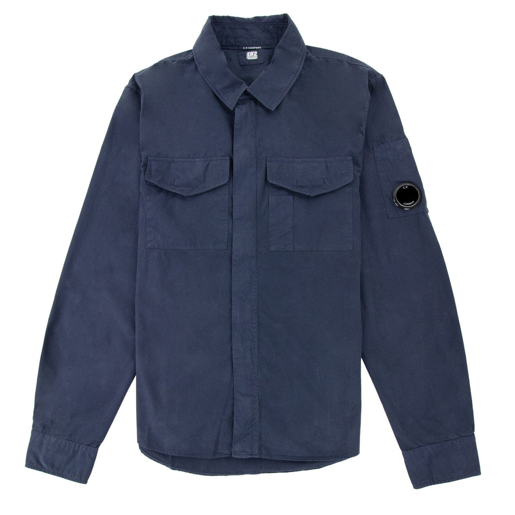 Cp Company Sh079a Emerized Gabardine Utility Shirt Navy 888