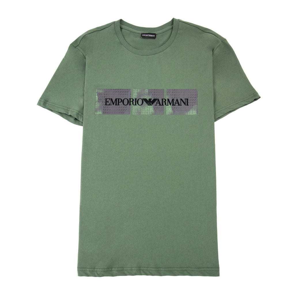 Emporio Armani Felt Logo Crew T-shirt Khaki