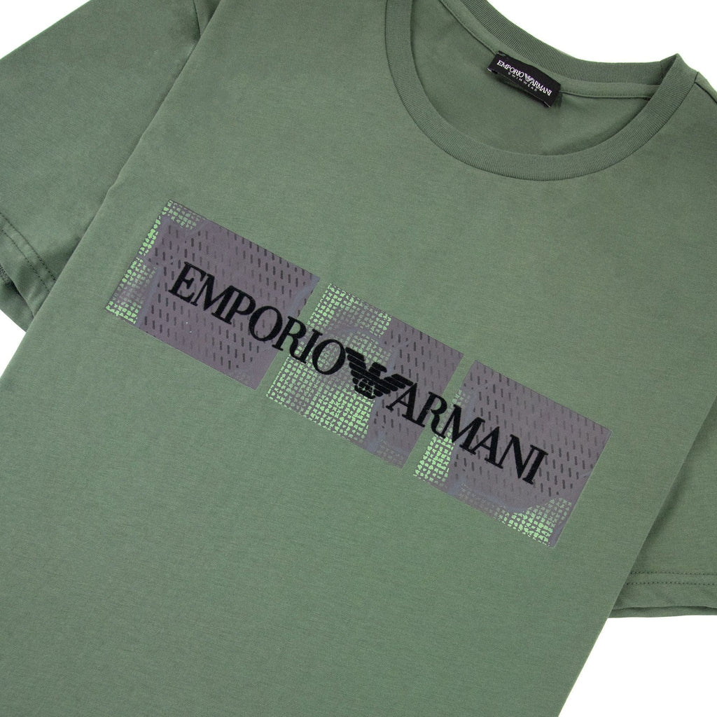 Emporio Armani Felt Logo Crew T-shirt Khaki