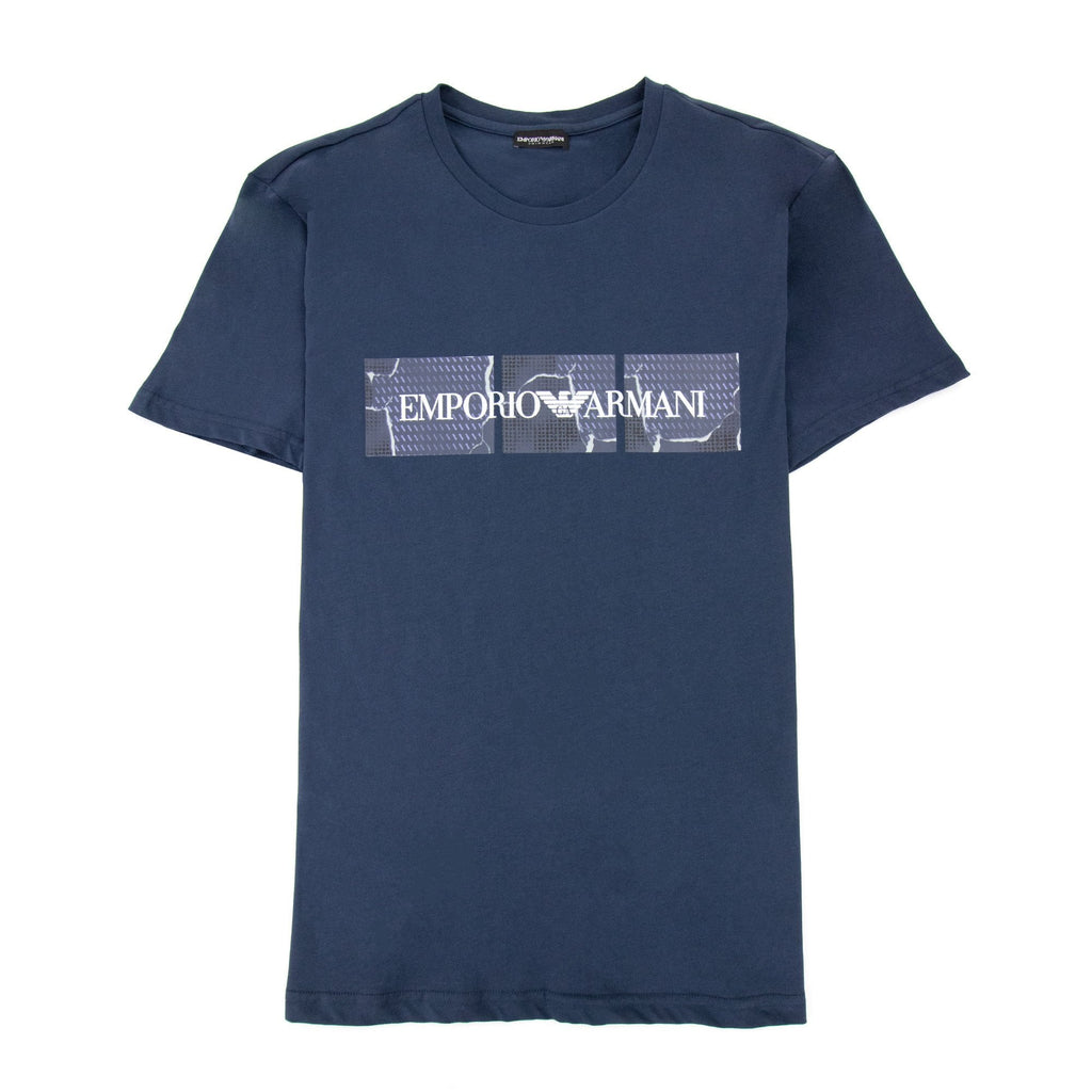 Emporio Armani Felt Logo Crew T-shirt Navy