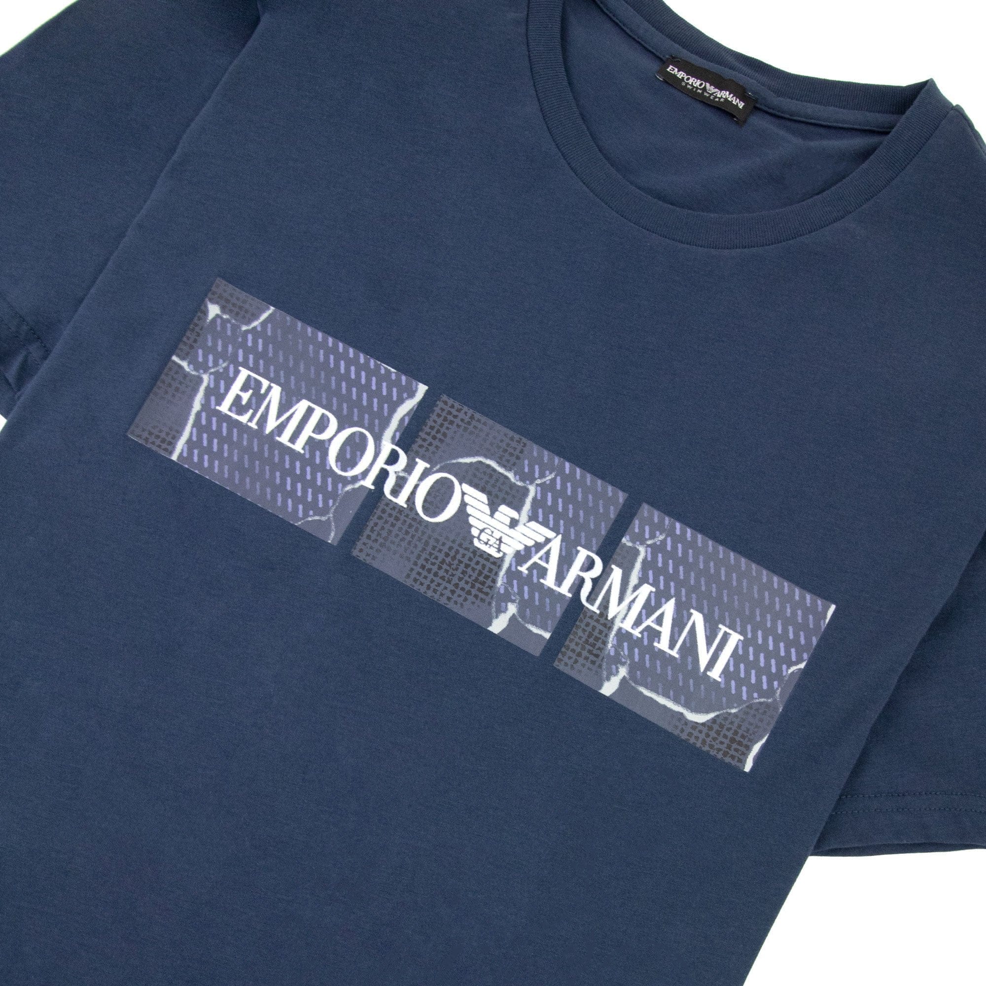 Emporio Armani Felt Logo Crew T-shirt Navy