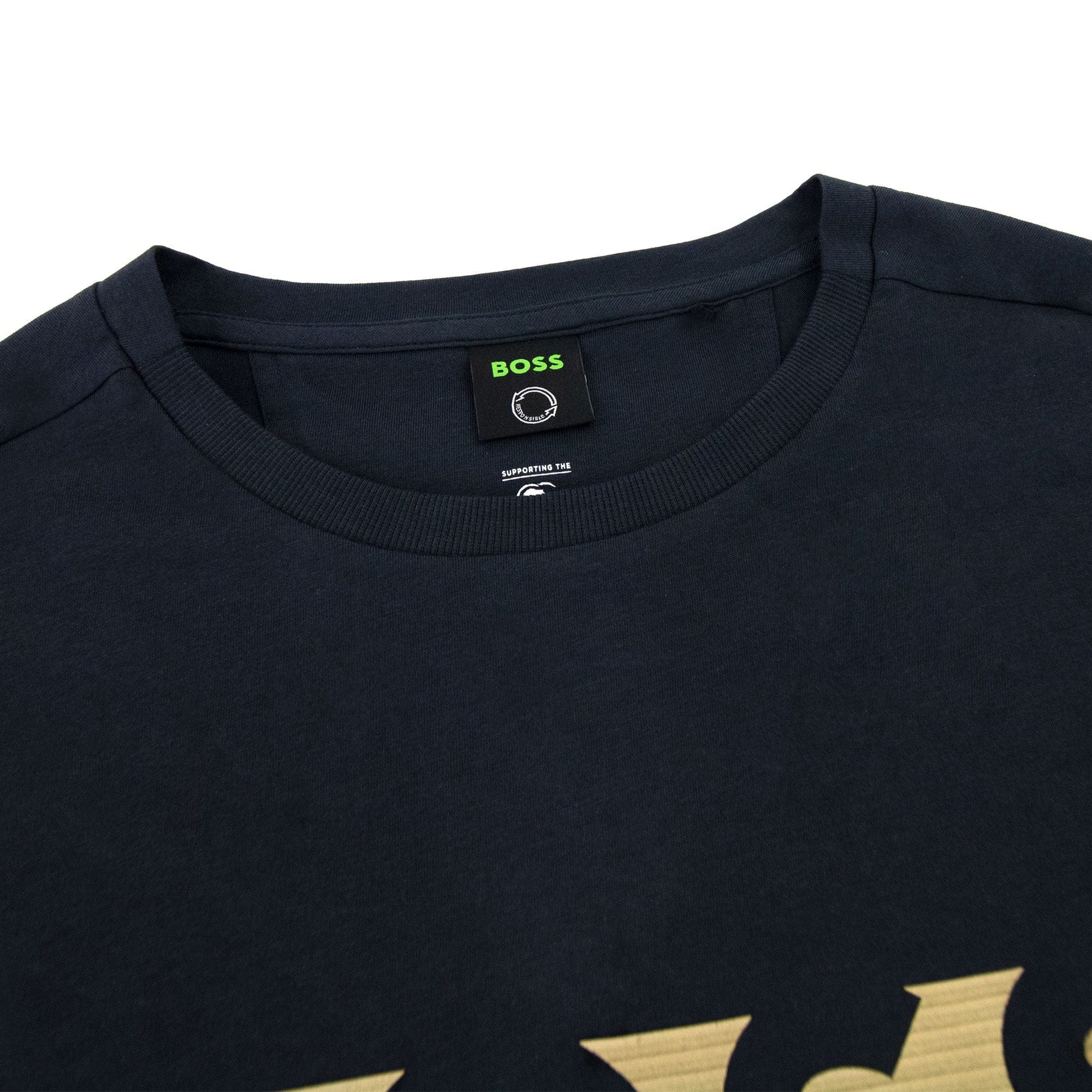 Hugo Boss Tee 1 Colour Block Logo T Shirt Dark Navy 402