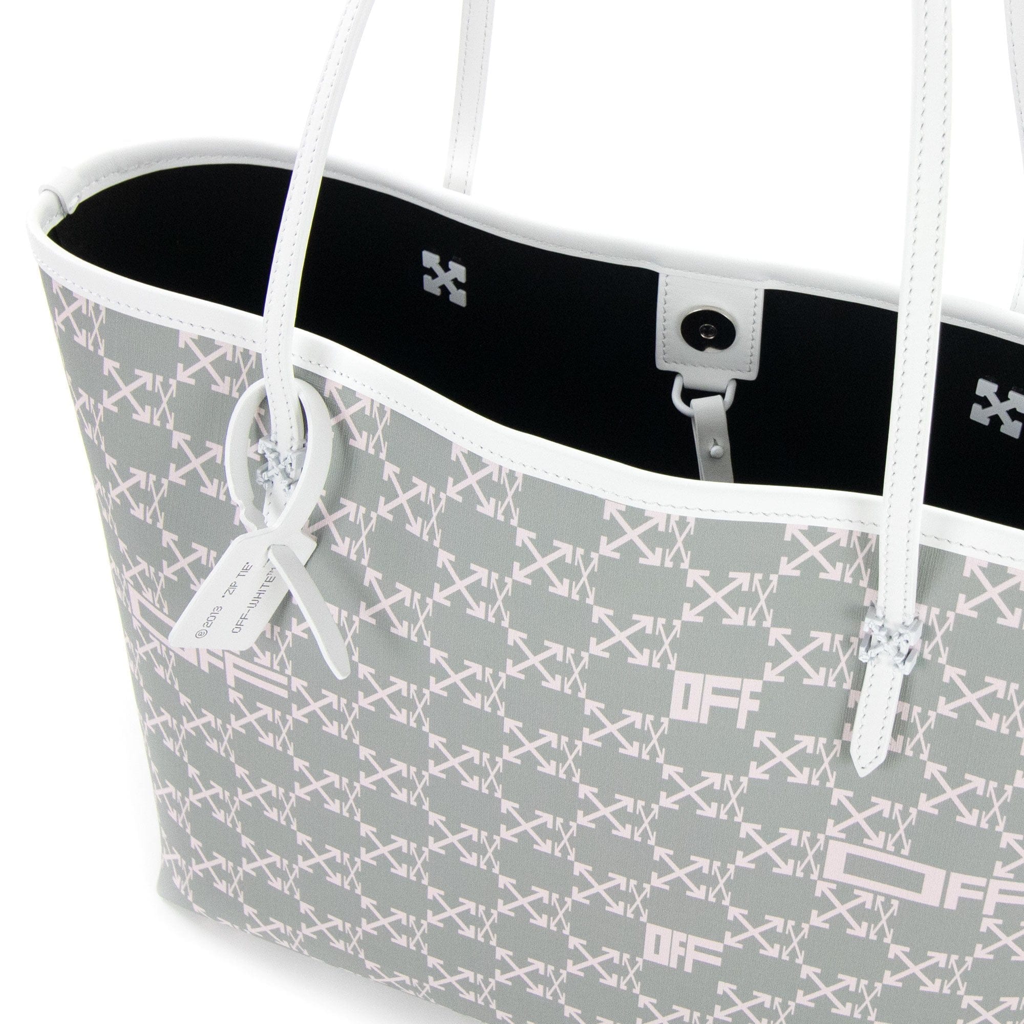 Off White Day Off Tote 33 Monogram Shoulder Bag Grey Pink