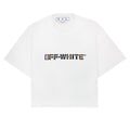 Off White Women Geometric Logo Cropped T Shirt White Multi