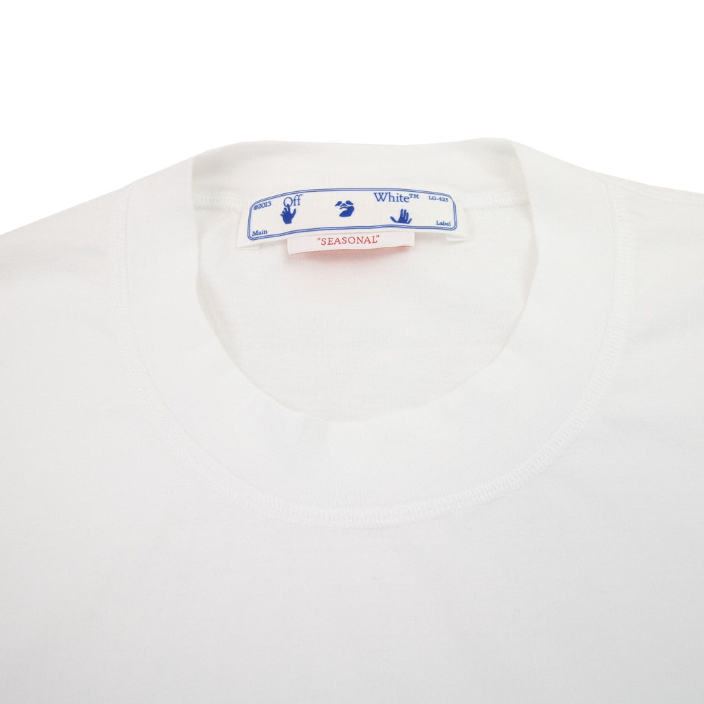Off White Women Geometric Logo Cropped T Shirt White Multi