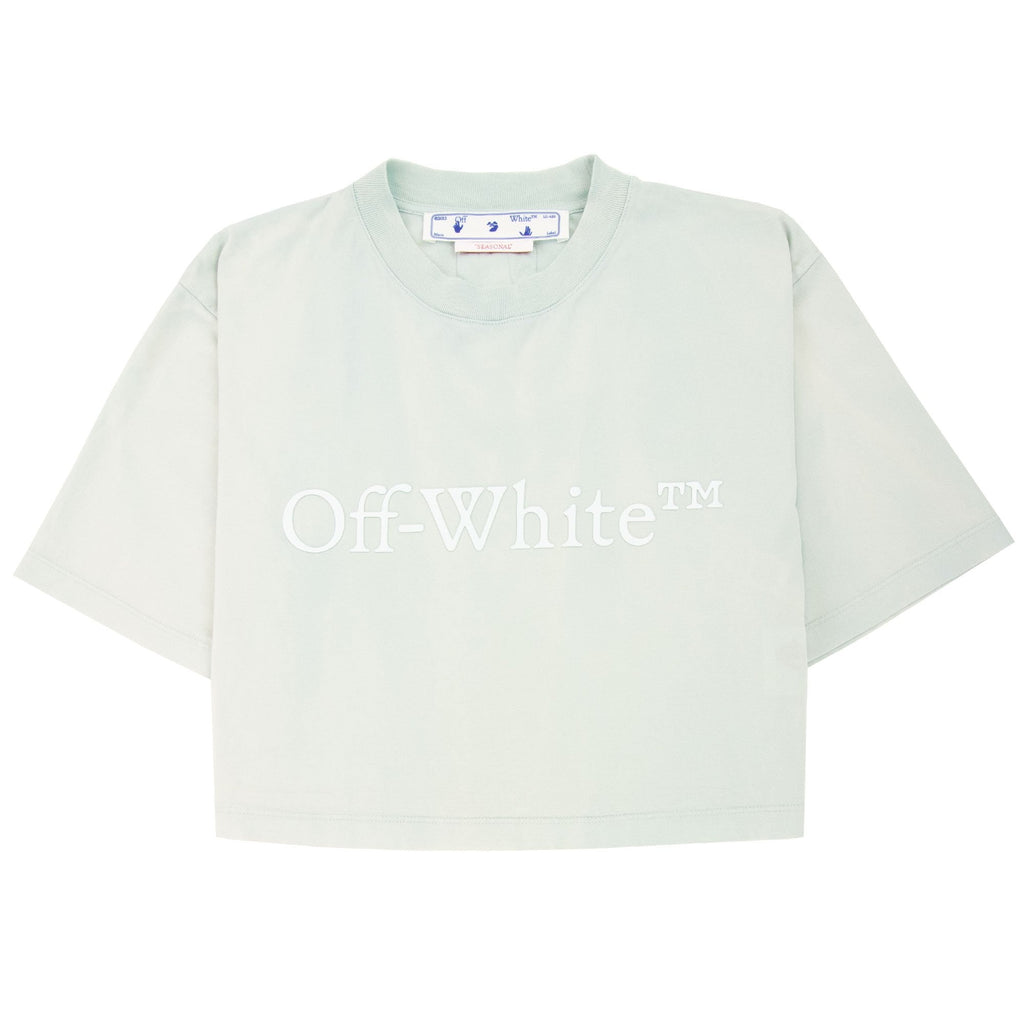Off White Women Laundry Cropped T Shirt Light Blue