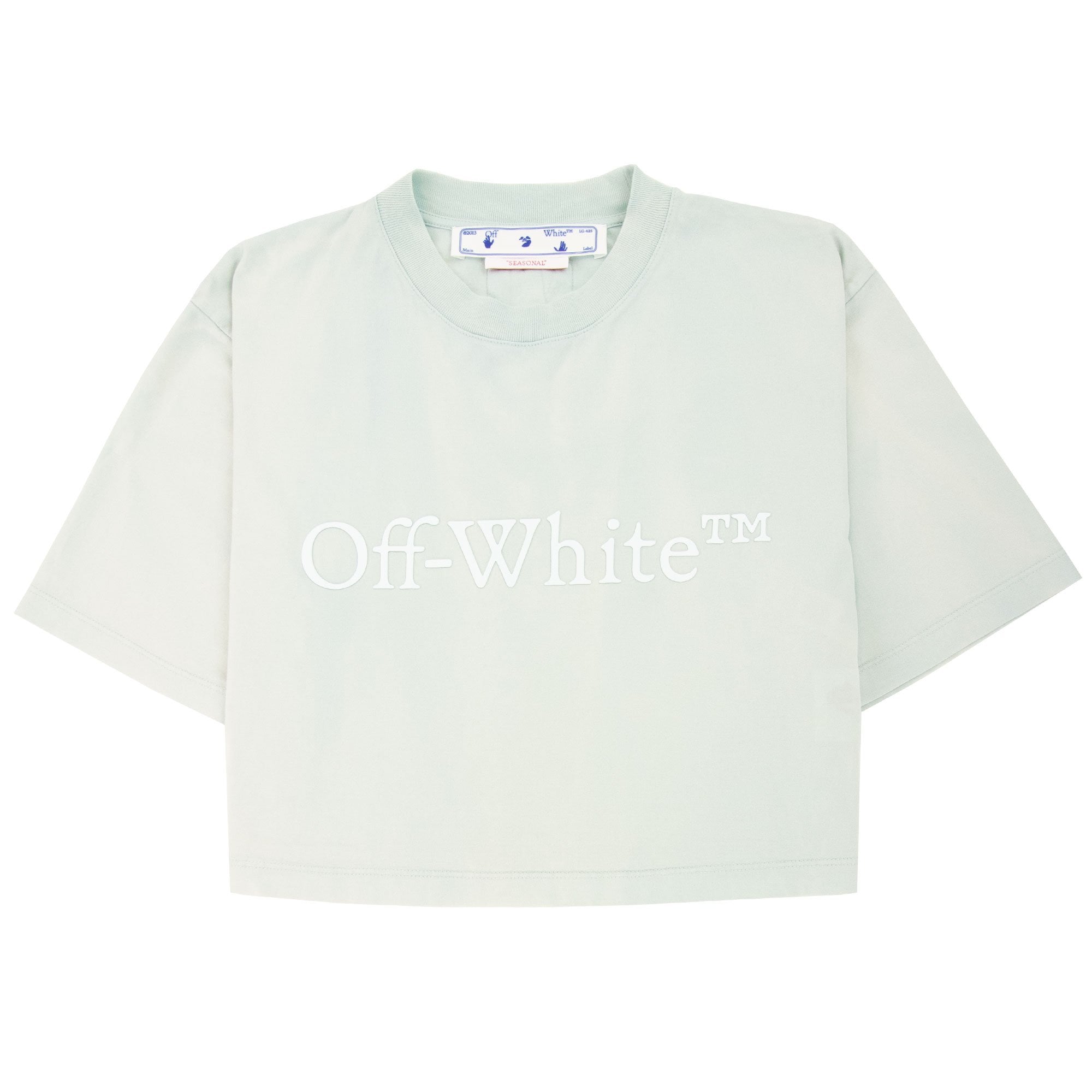 Off White Women Laundry Cropped T Shirt Light Blue