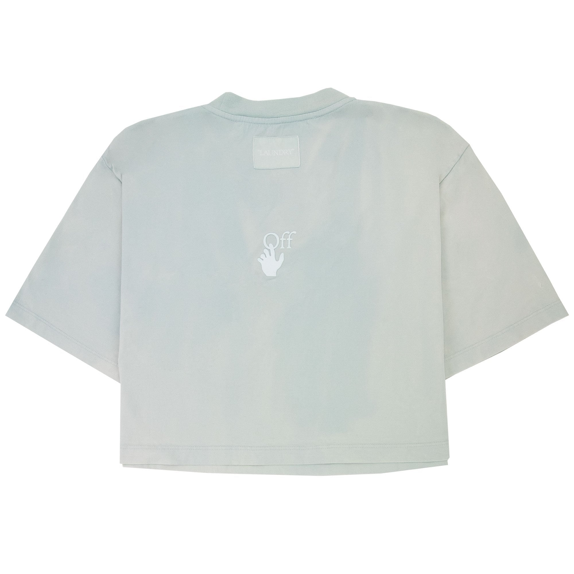 Off White Women Laundry Cropped T Shirt Light Blue