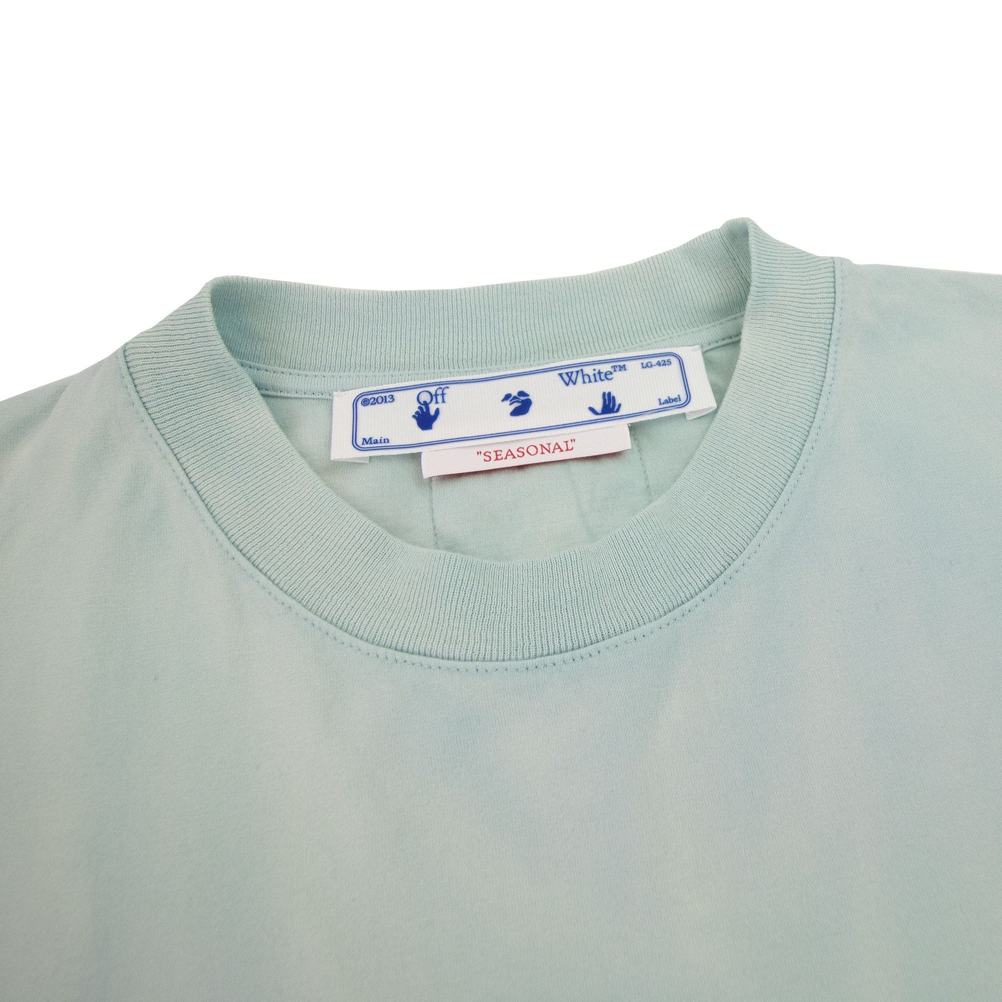 Off White Women Laundry Cropped T Shirt Light Blue