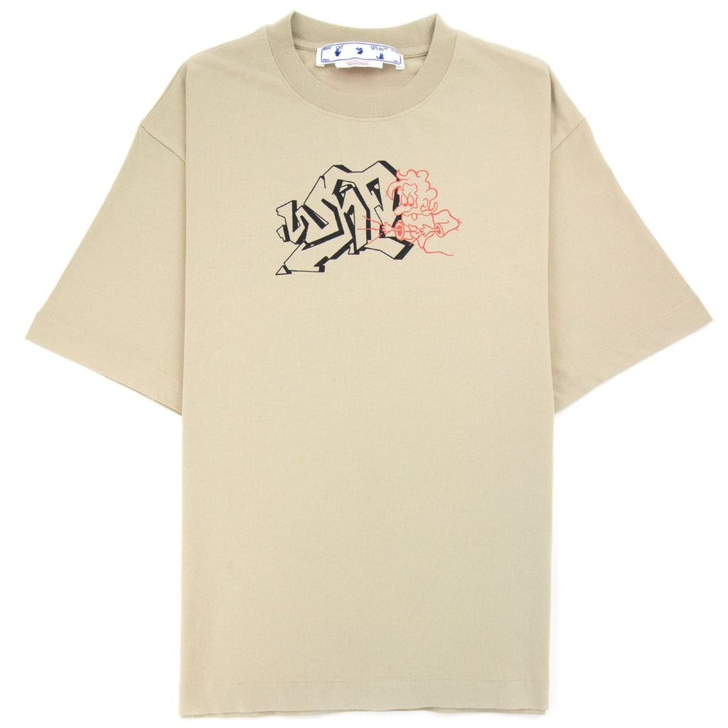 Off White Graf Outline Over Skate T Shirt Dark Sand/Black
