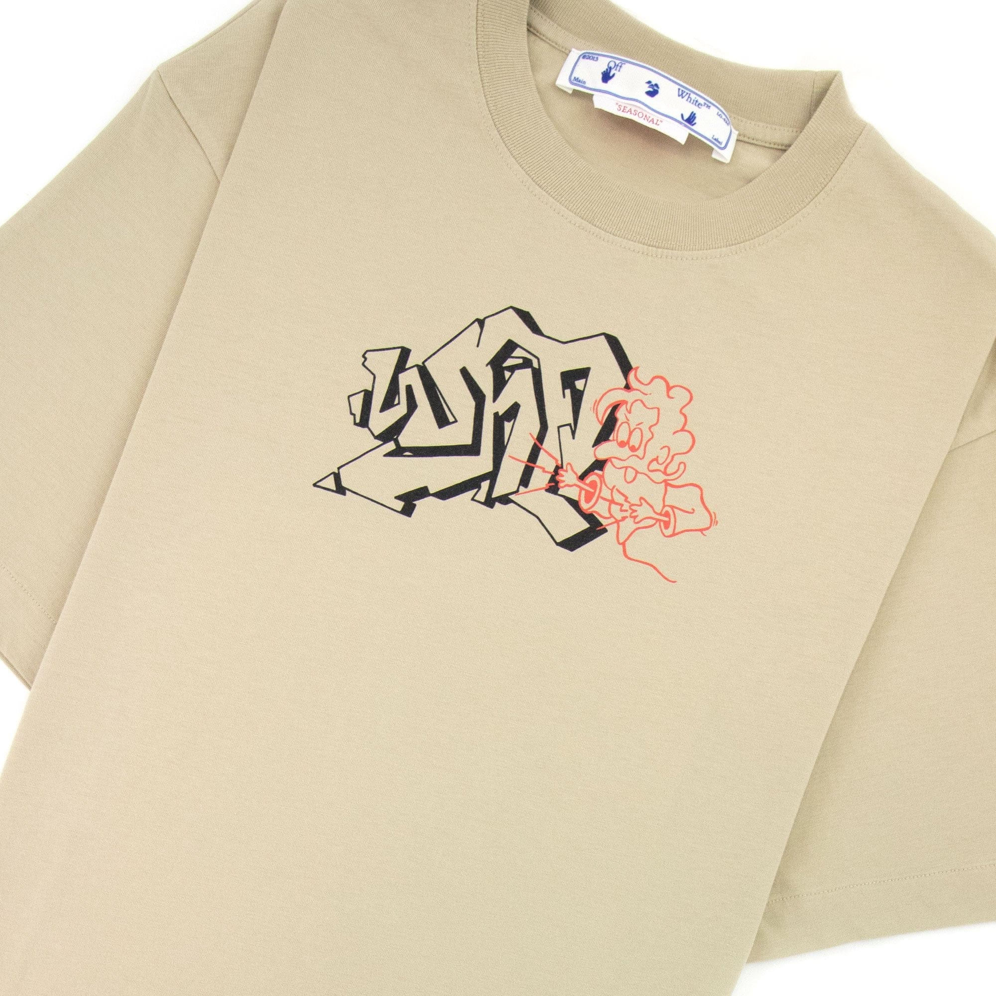 Off White Graf Outline Over Skate T Shirt Dark Sand/Black