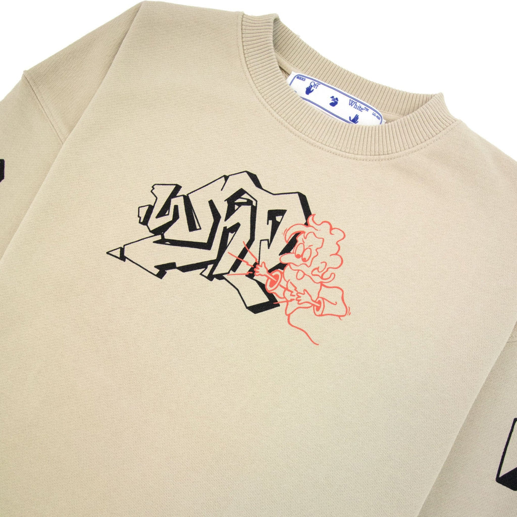Off White Graff Outline Over Crewneck Sweatshirt Dark Sand/black
