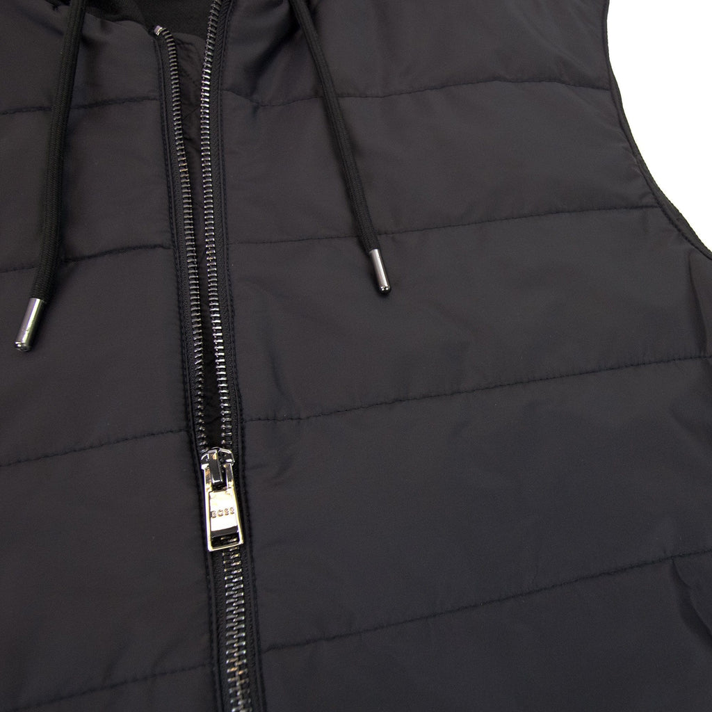 Hugo Boss Regular-fit Gilet In Cotton With Quilted Front Black