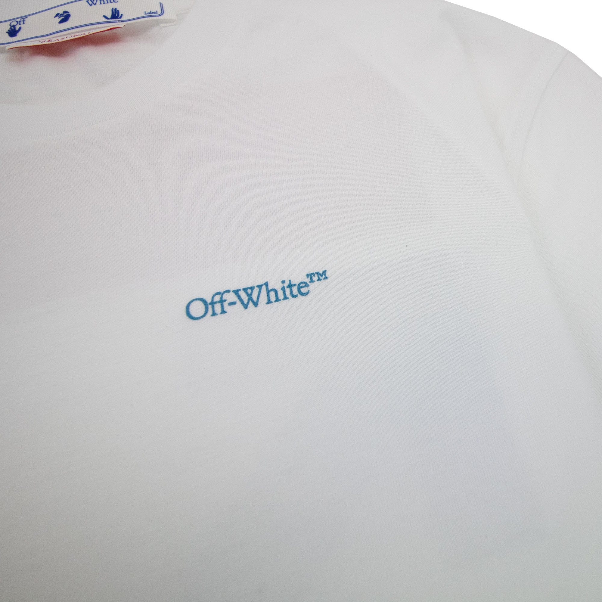 Off White Women Blue Red Arrow Casual T Shirt White Multi
