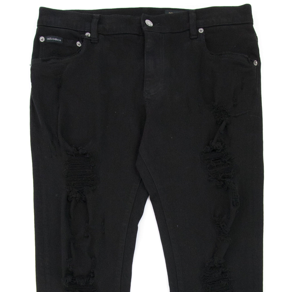 Dolce & Gabbana Black Slim-fit Stretch Jeans With Rips Black