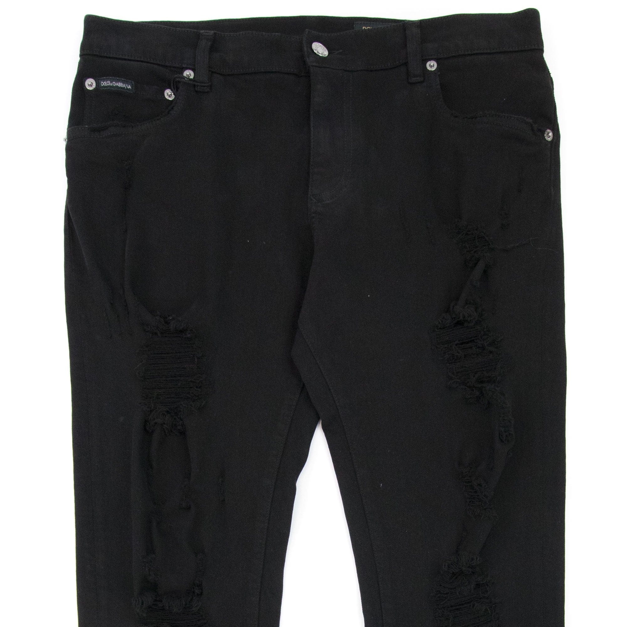 Dolce & Gabbana Black Slim-fit Stretch Jeans With Rips Black