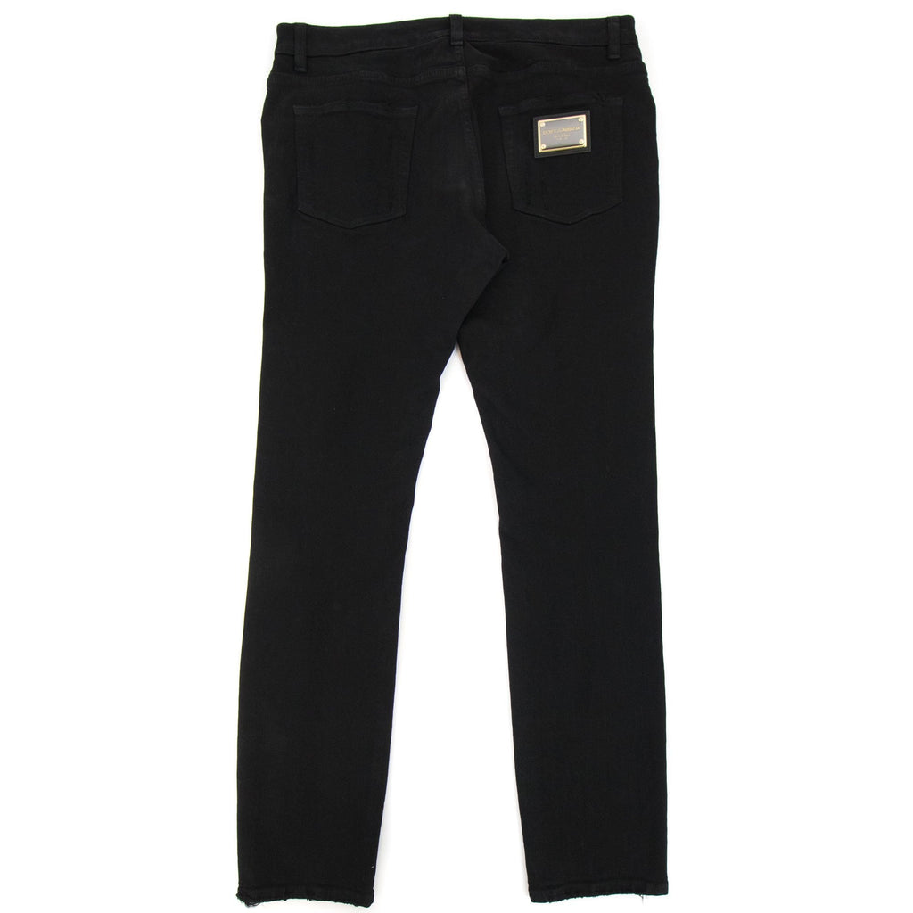 Dolce & Gabbana Black Slim-fit Stretch Jeans With Rips Black