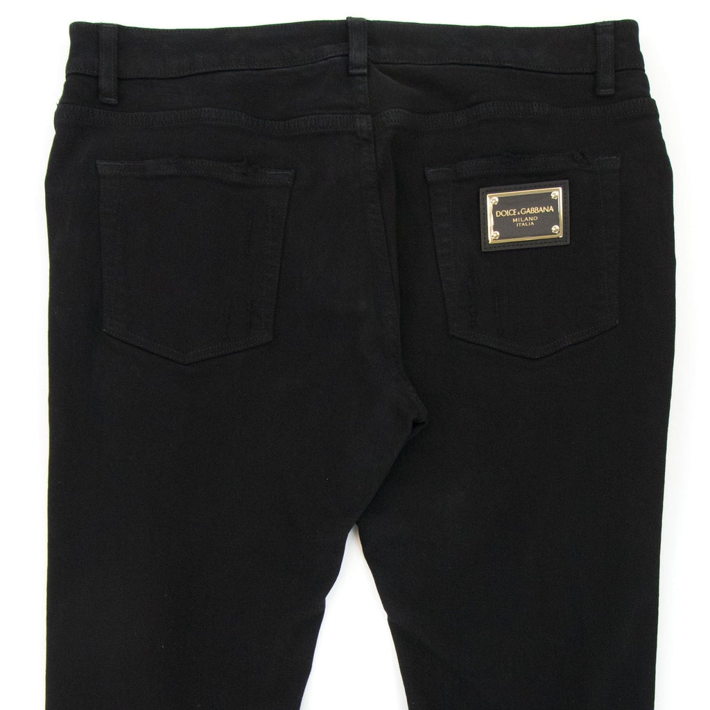 Dolce & Gabbana Black Slim-fit Stretch Jeans With Rips Black